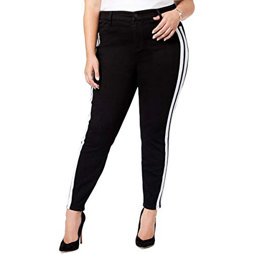Modern Plus Size Varsity Stripe Black Skinny-Fit Premium Jeans