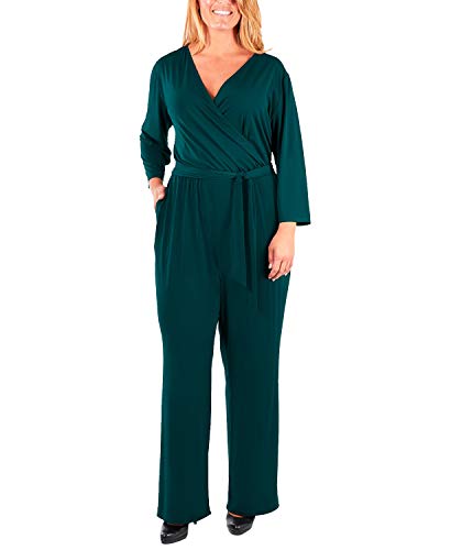 Plus Size Surplice Wide-Leg Jumpsuit