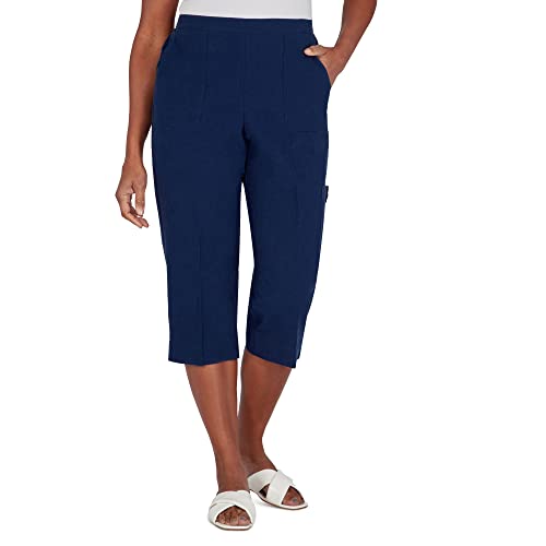 Alfred Dunner Women's Petite Cargo Pocket Capri-Length Size 16P Navy