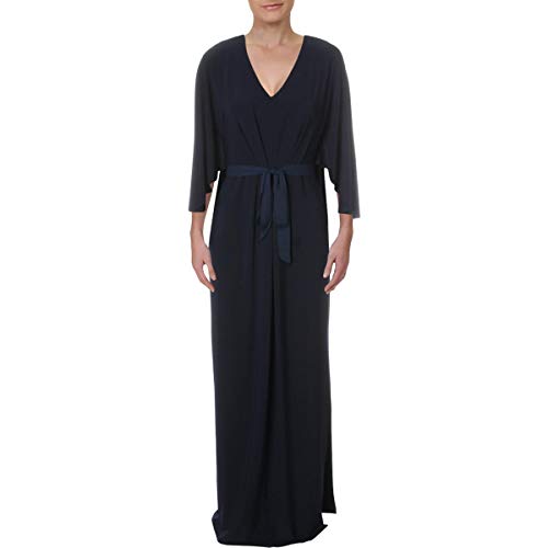 LAUREN RALPH LAUREN Womens Mariella Cape V-Neck Evening Dress Navy 2