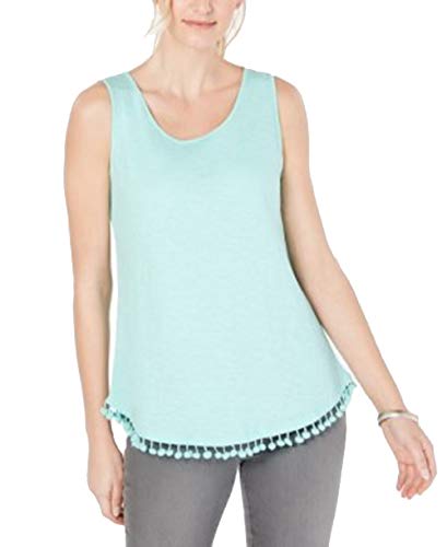 Cotton Pom Pom-Trim Tank Premium Top