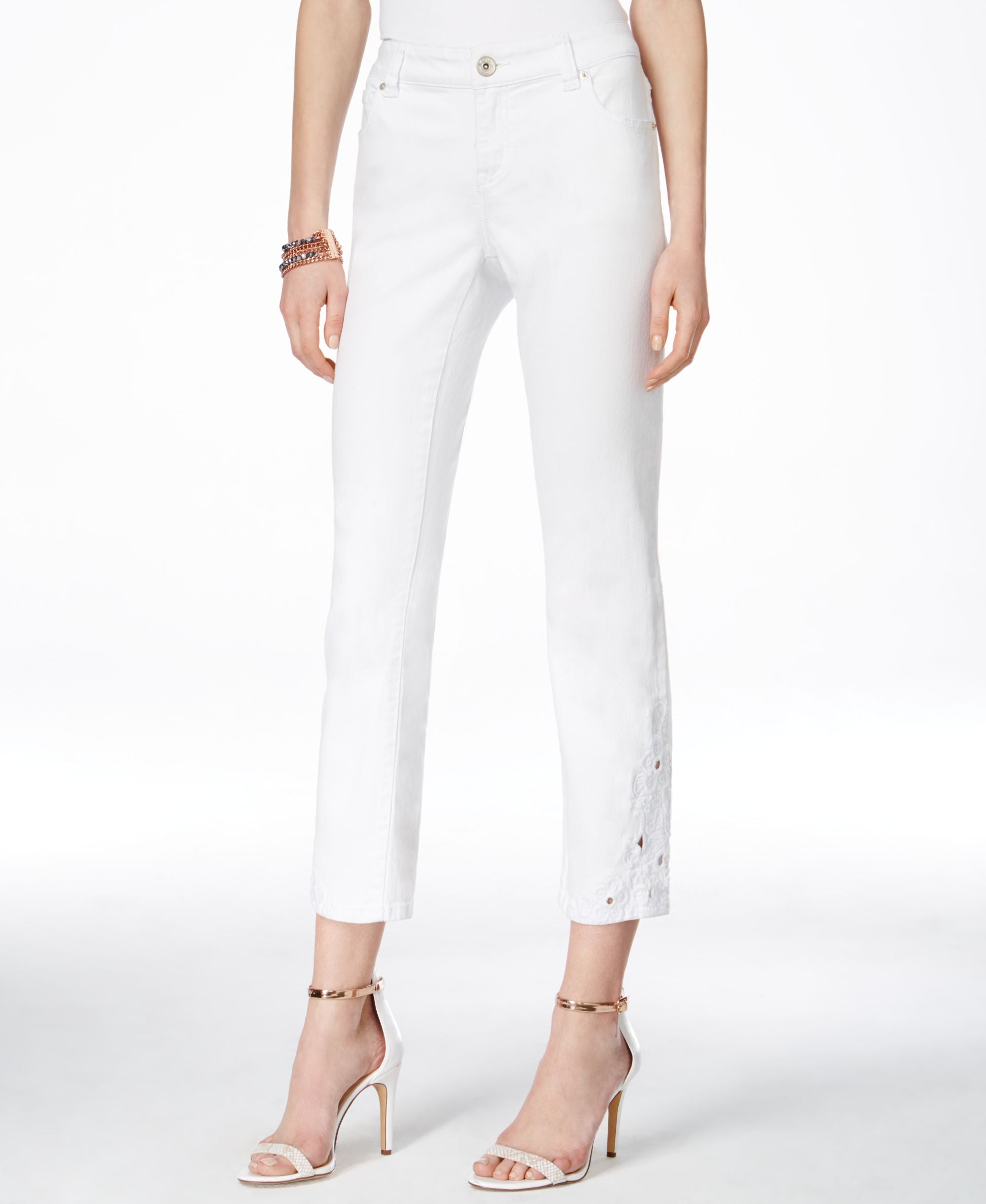 INC International Concepts Embroidered Cropped Premium Jeans Regular Petite