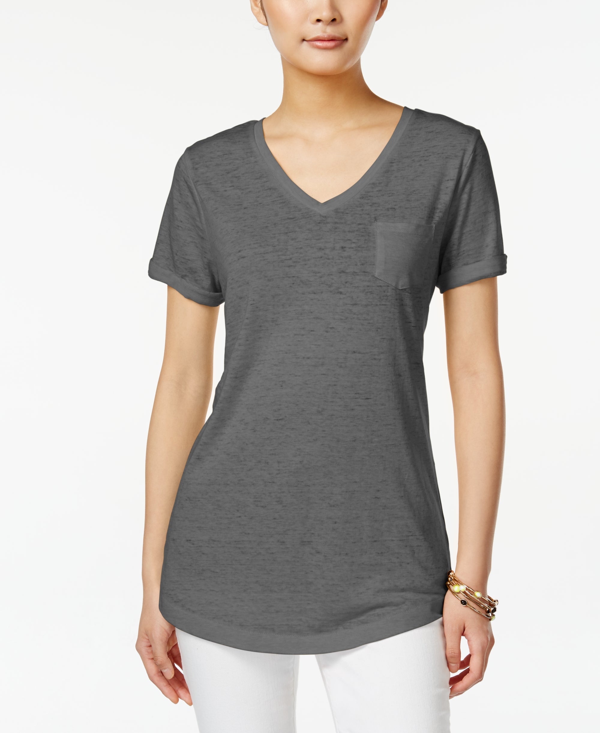 Petite Burnout V-Neck T-Modern Shirt