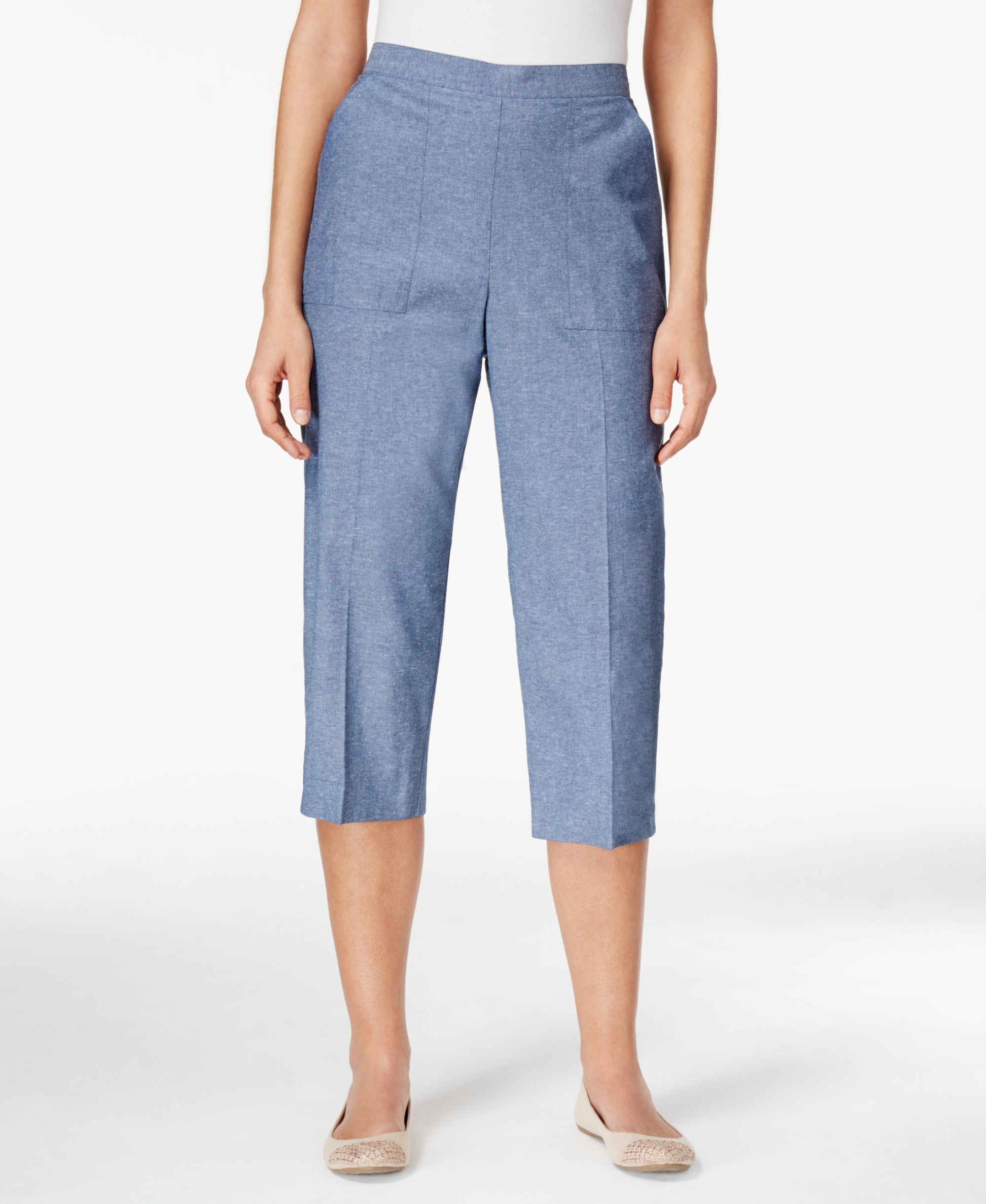 Alfred Dunner Petite Pull-On Denim Capri-Length Signature Pants