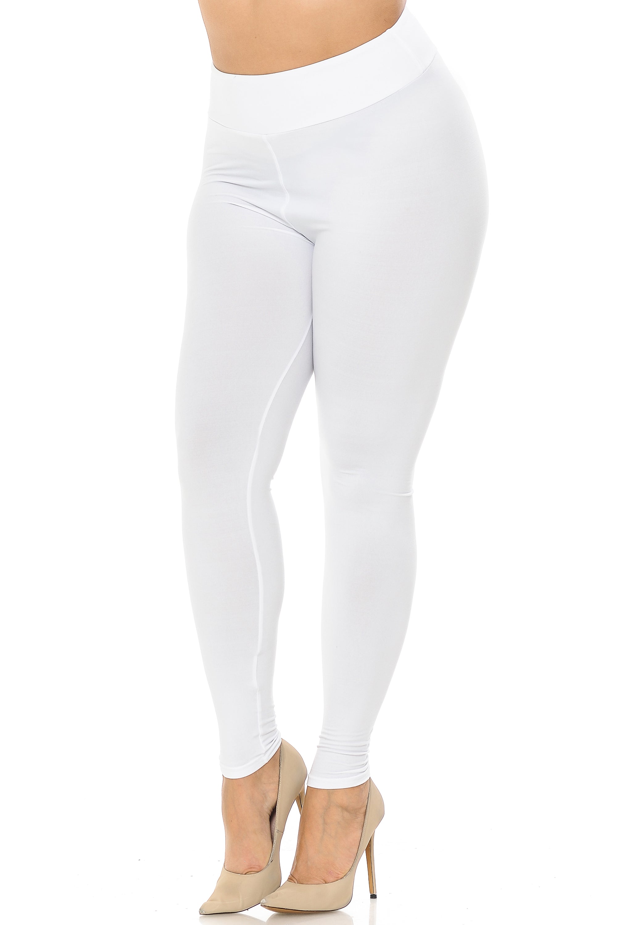 Buttery Smooth Essential Solid Plus Size Leggings - EEVEE - 3 Inch
