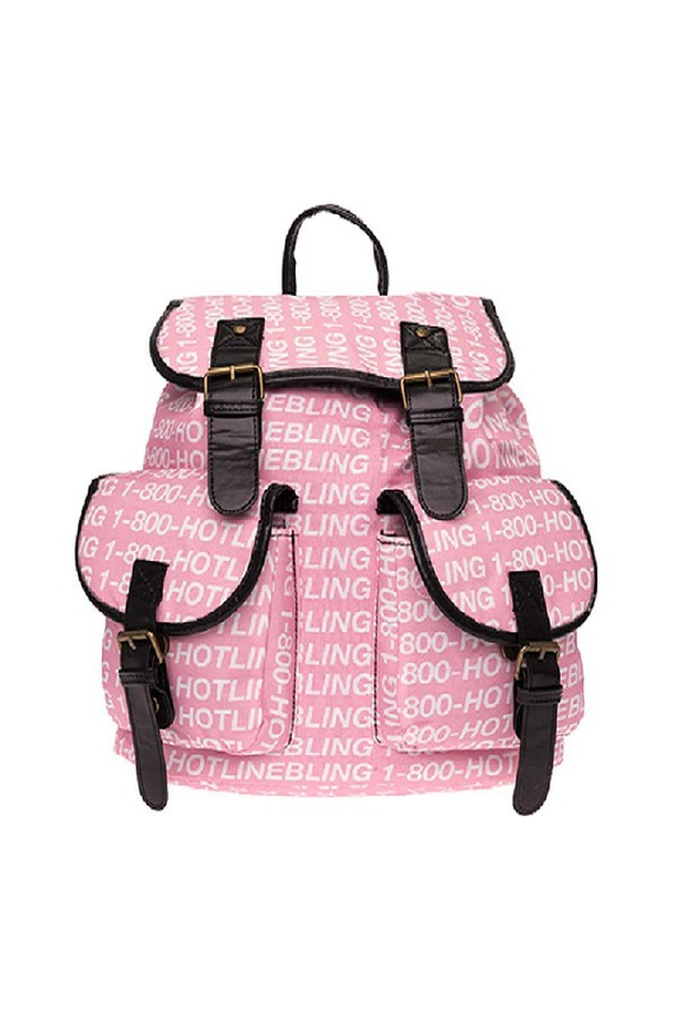 Hotline Bling Graphic Print Buckle Flap Backpack