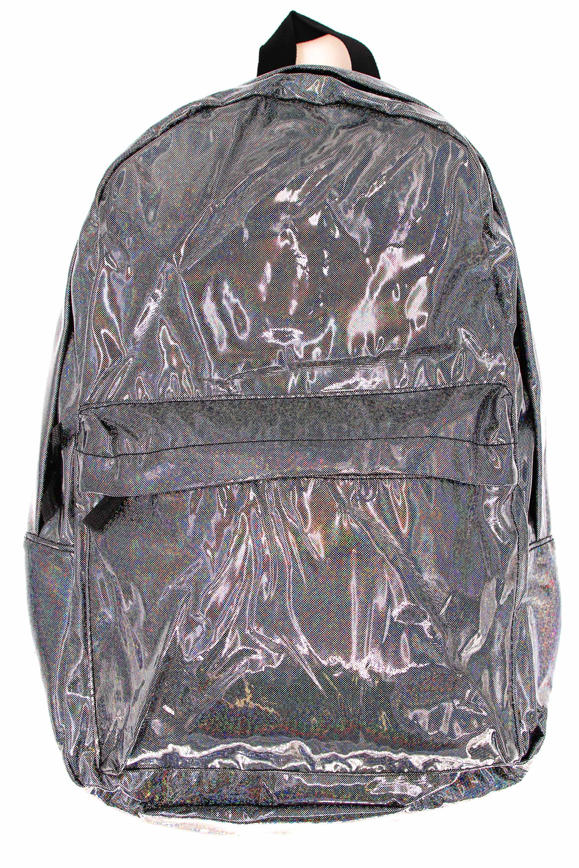 Shiny Silver Rainbow Glitter Metallic Backpack