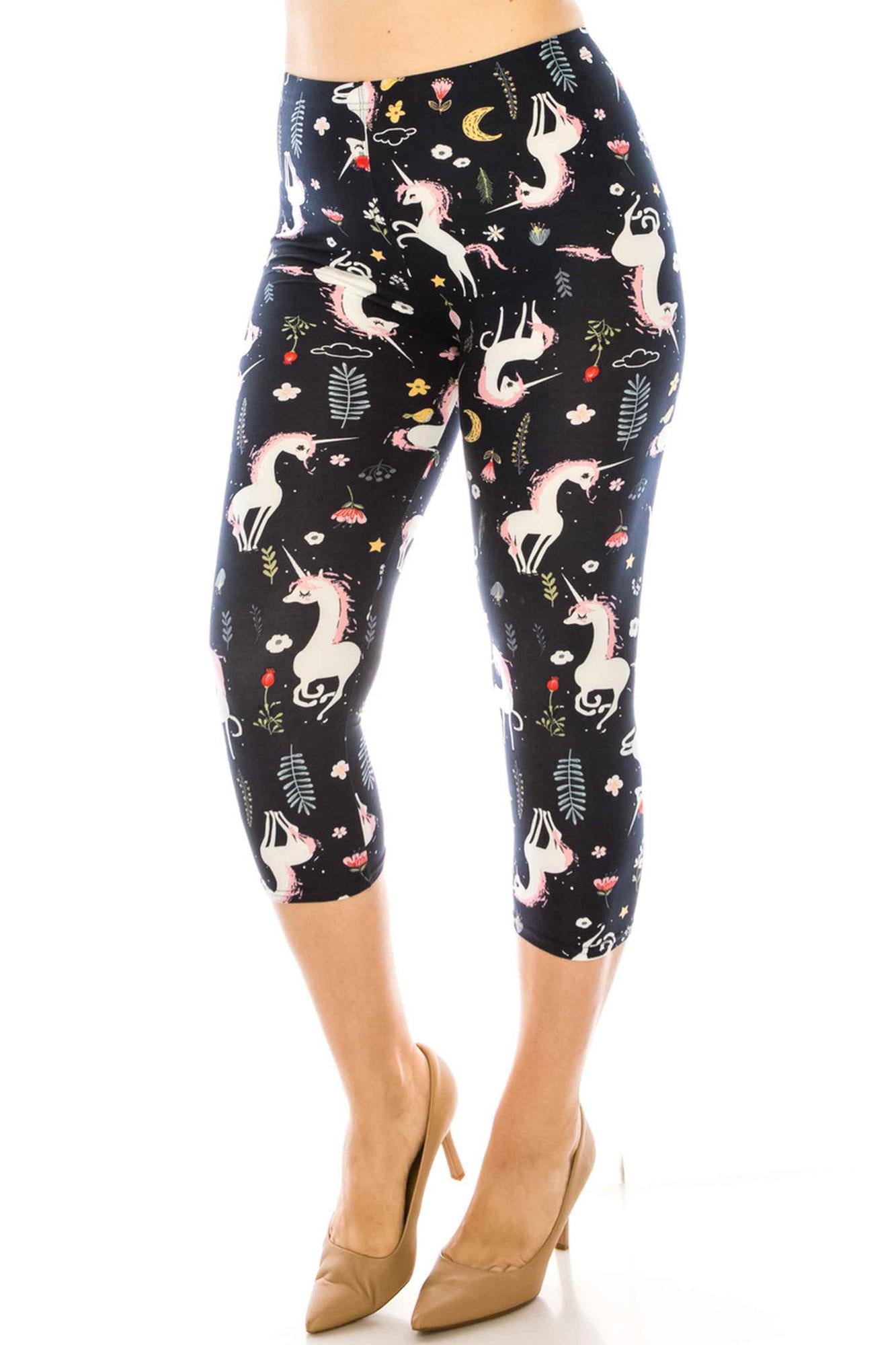 Buttery Smooth Unicorns by Night Plus Size Capri-Length