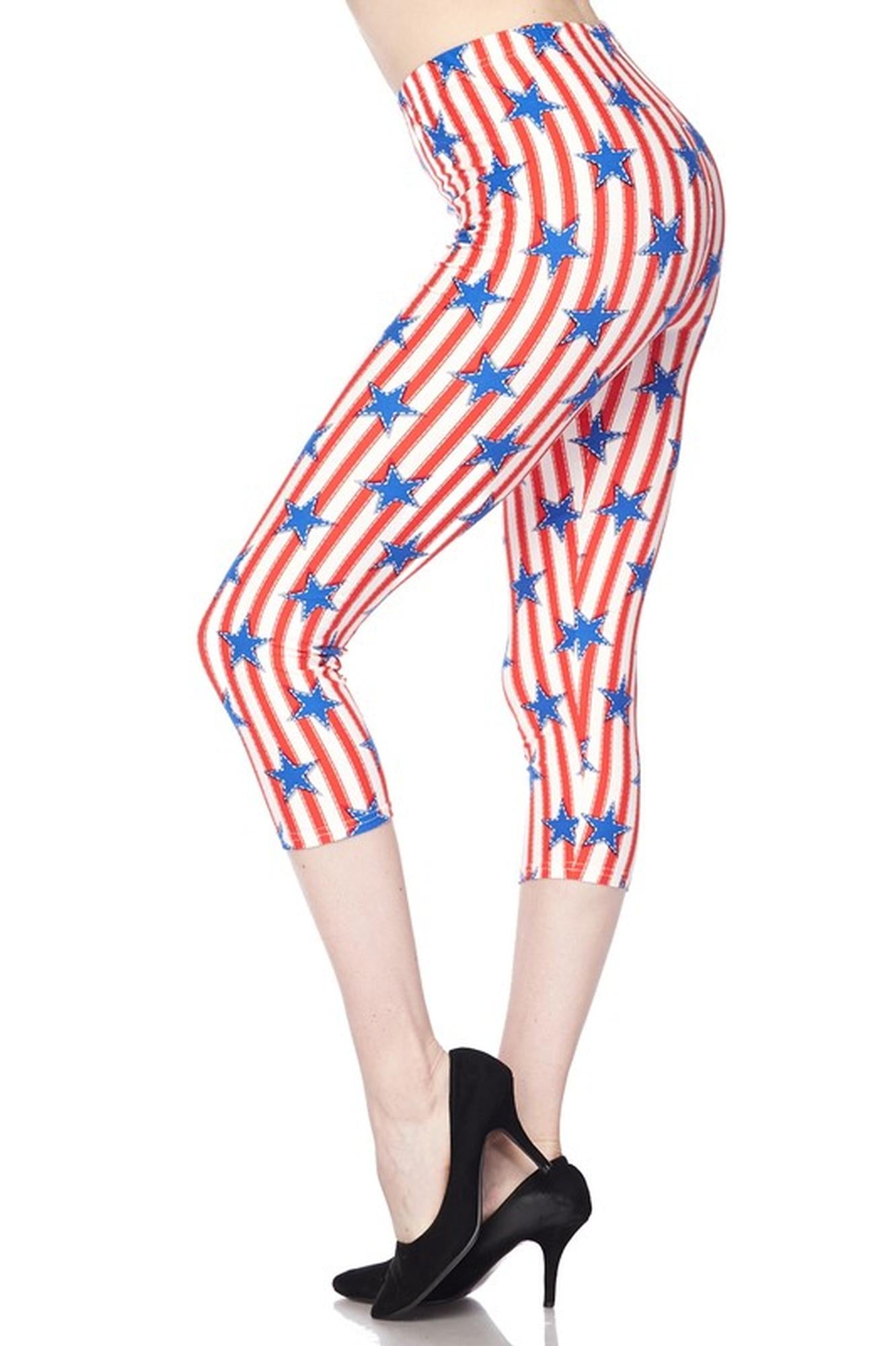 Buttery Soft Vertical Stars on Stripes Capris