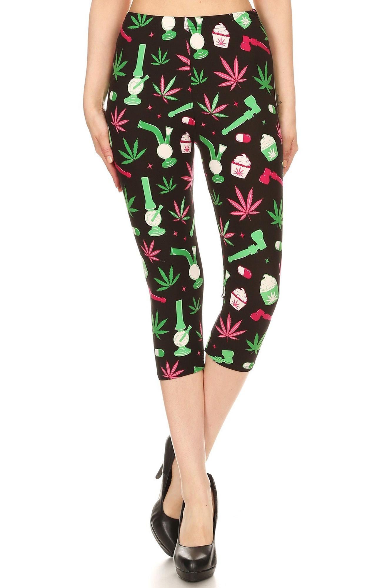 Buttery Smooth Marijuana Esprit Extra Plus Size Capris - 3X-5X