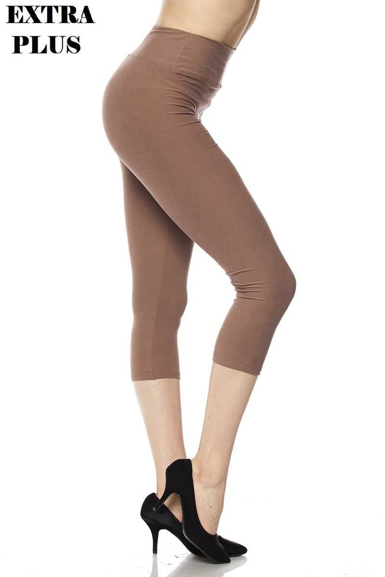 Buttery Smooth Essential Solid High Waisted Extra Plus Size Capris - 3 Inch - 3X-5X  - New Mix