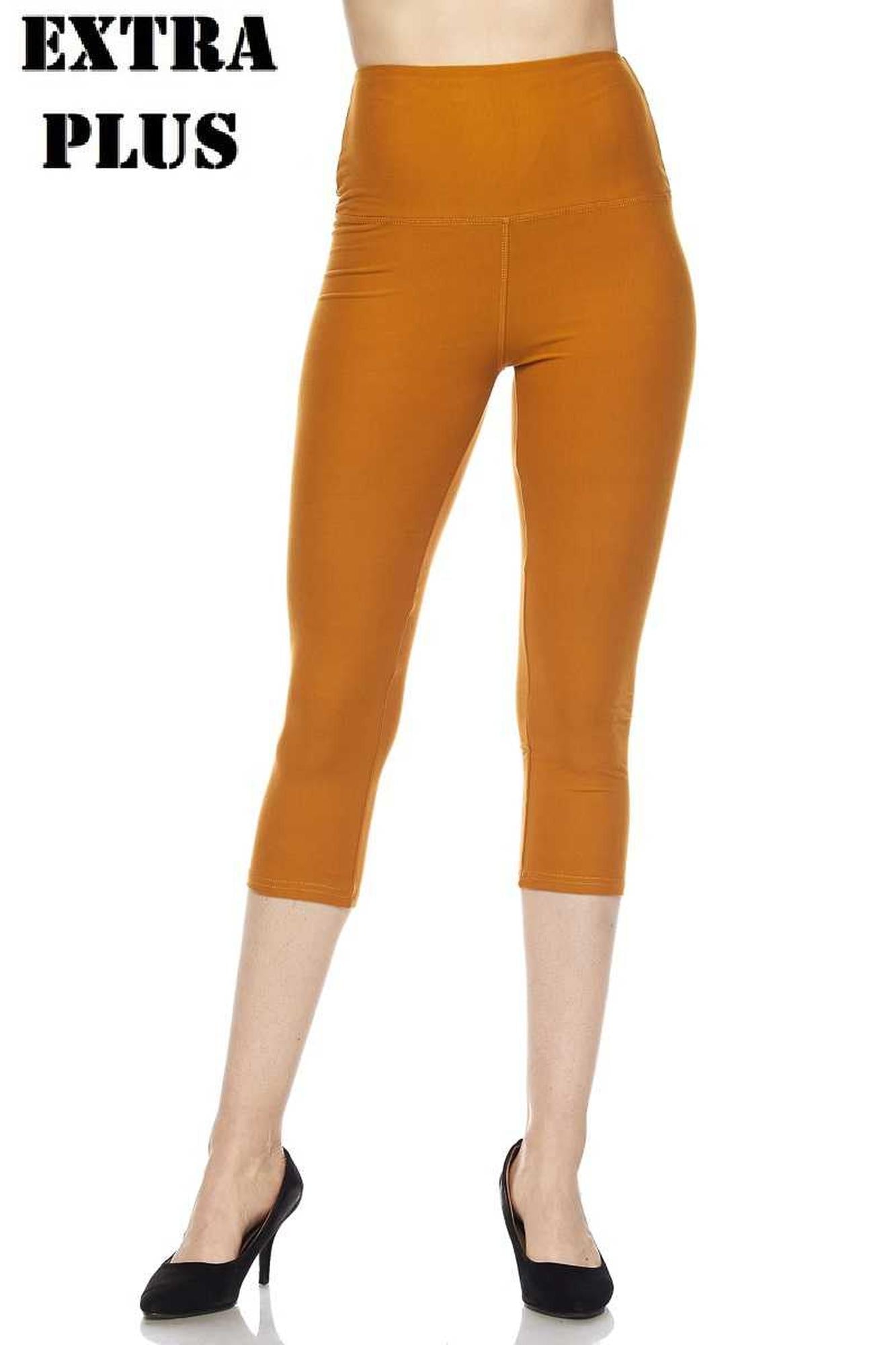 Buttery Smooth Essential Solid High Waisted Extra Plus Size Capris - 5 Inch - 3X-5X - New Mix