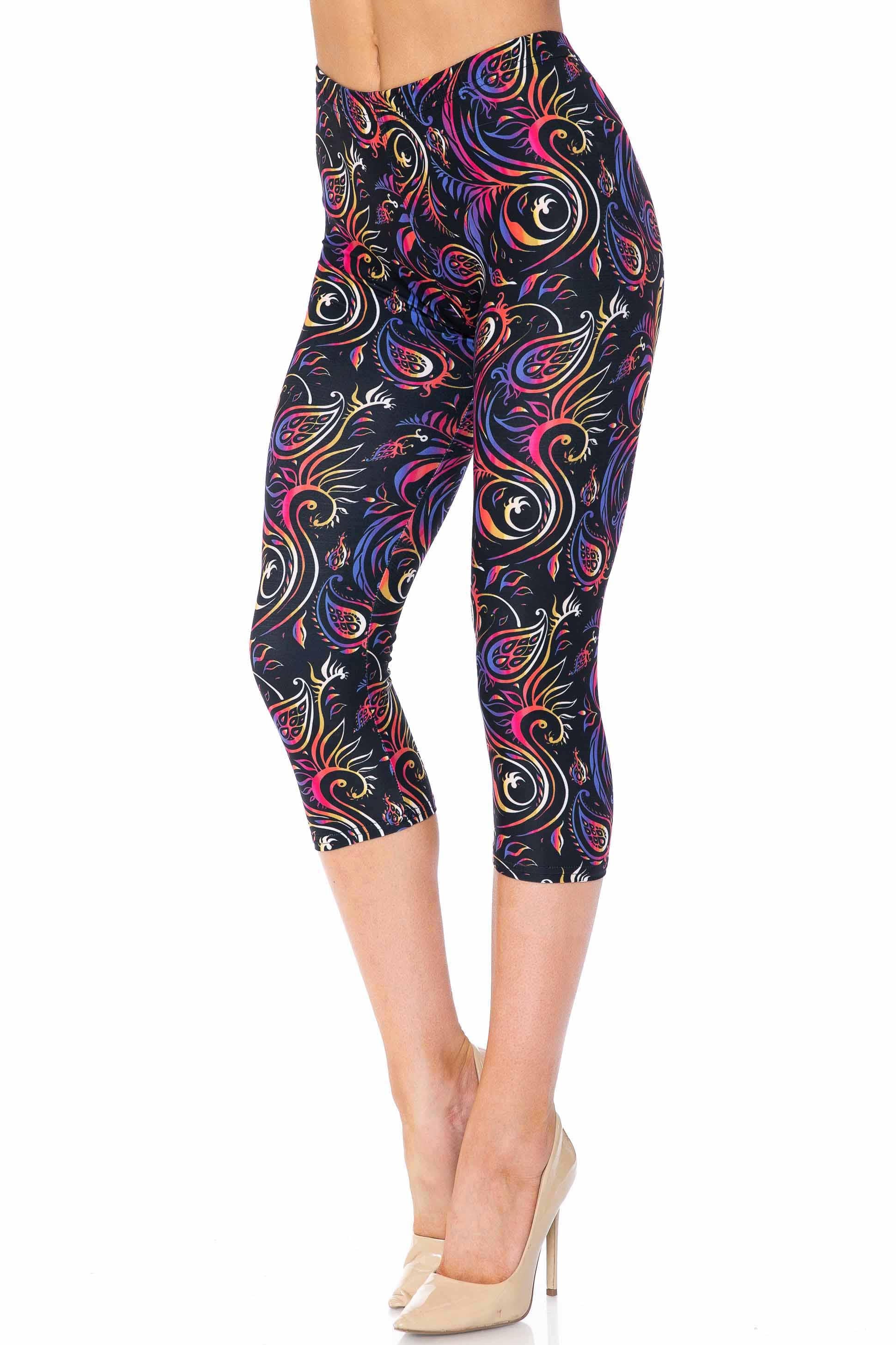 Creamy Soft Ombre Paisley Swirl Extra Plus Size Capris - 3X-5X - USA Fashion