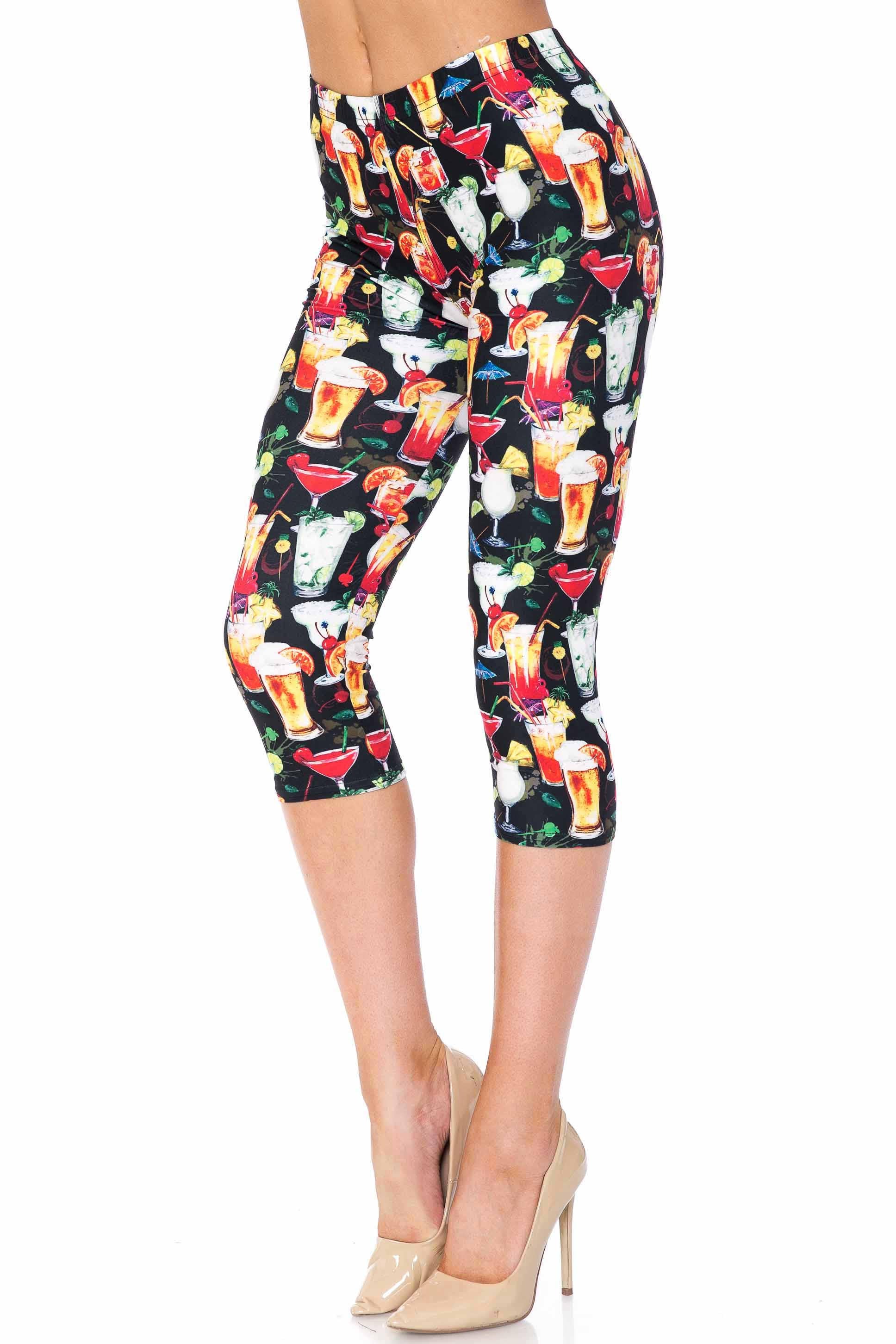 Creamy Soft Tropical Cocktails Extra Plus Size Capris - 3X-5X - USA Fashion