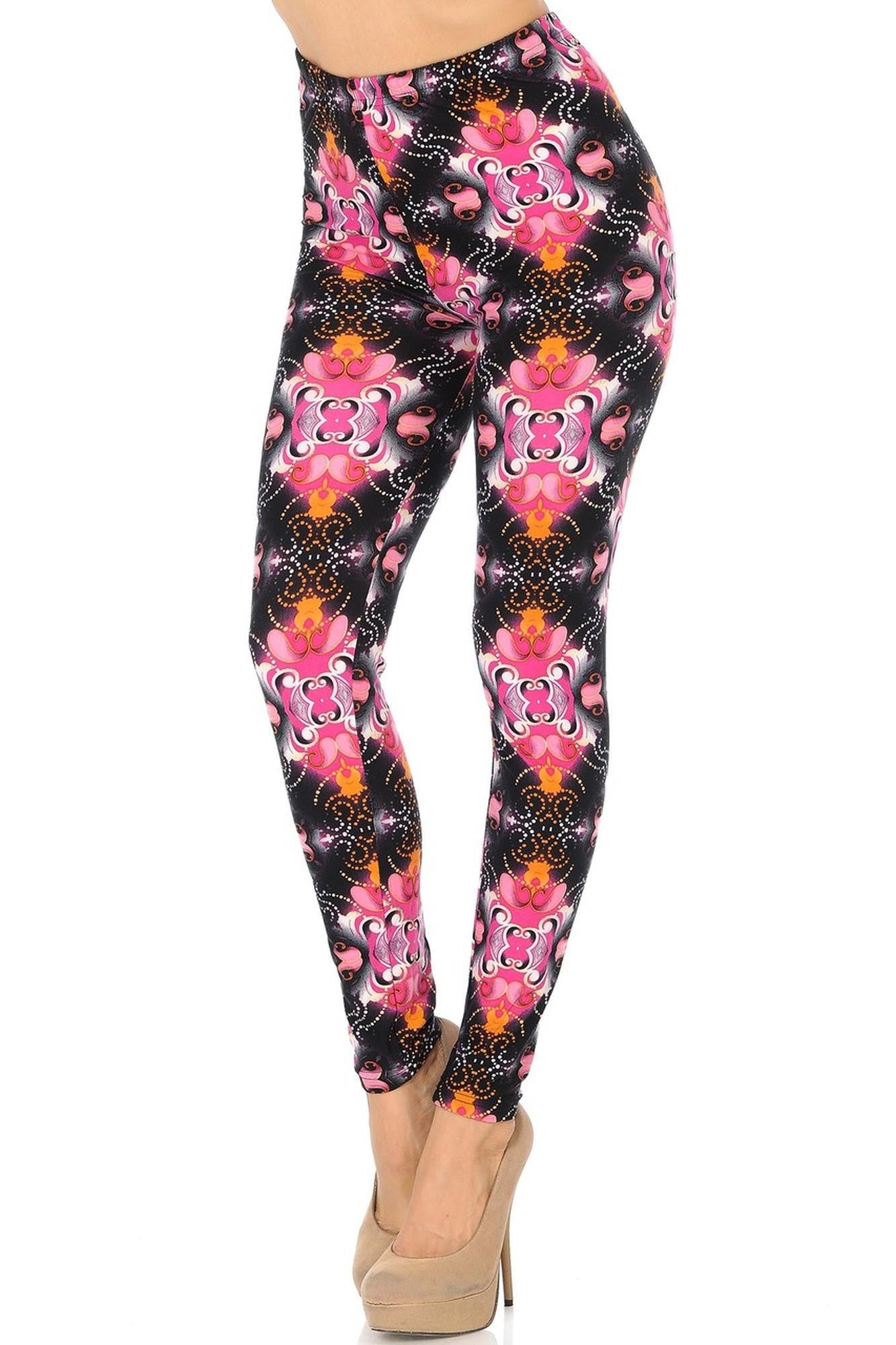 Buttery Smooth Fuchsia Shangri-La Extra Plus Size Leggings - 3X-5X