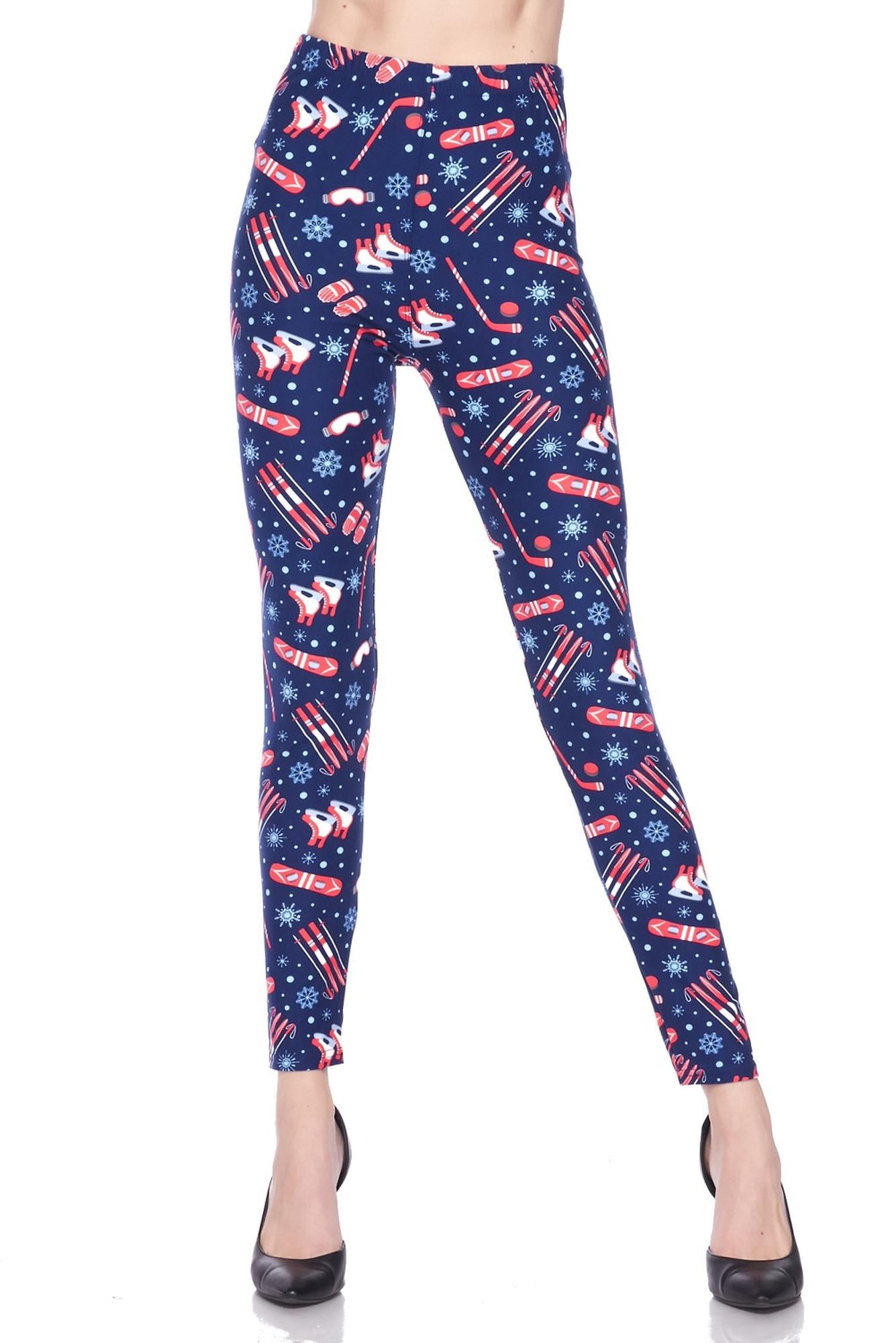 Buttery Smooth Winter Sports and Snowflakes Extra Plus Size Leggings