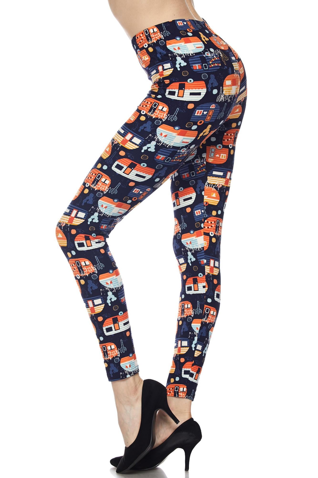 Buttery Smooth Colorful Camper Extra Plus Size Leggings - 3X-5X