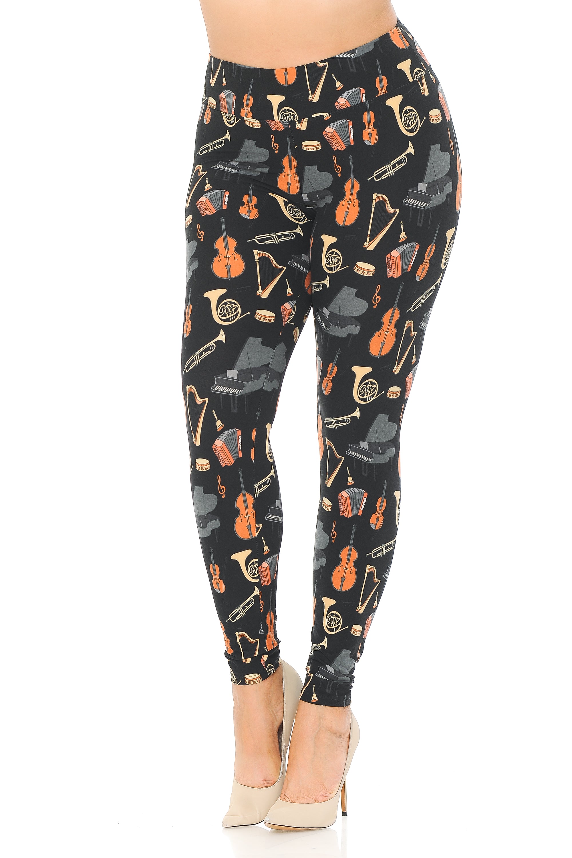 Buttery Smooth Musical Instrument Extra Plus Size Leggings - 3X-5X