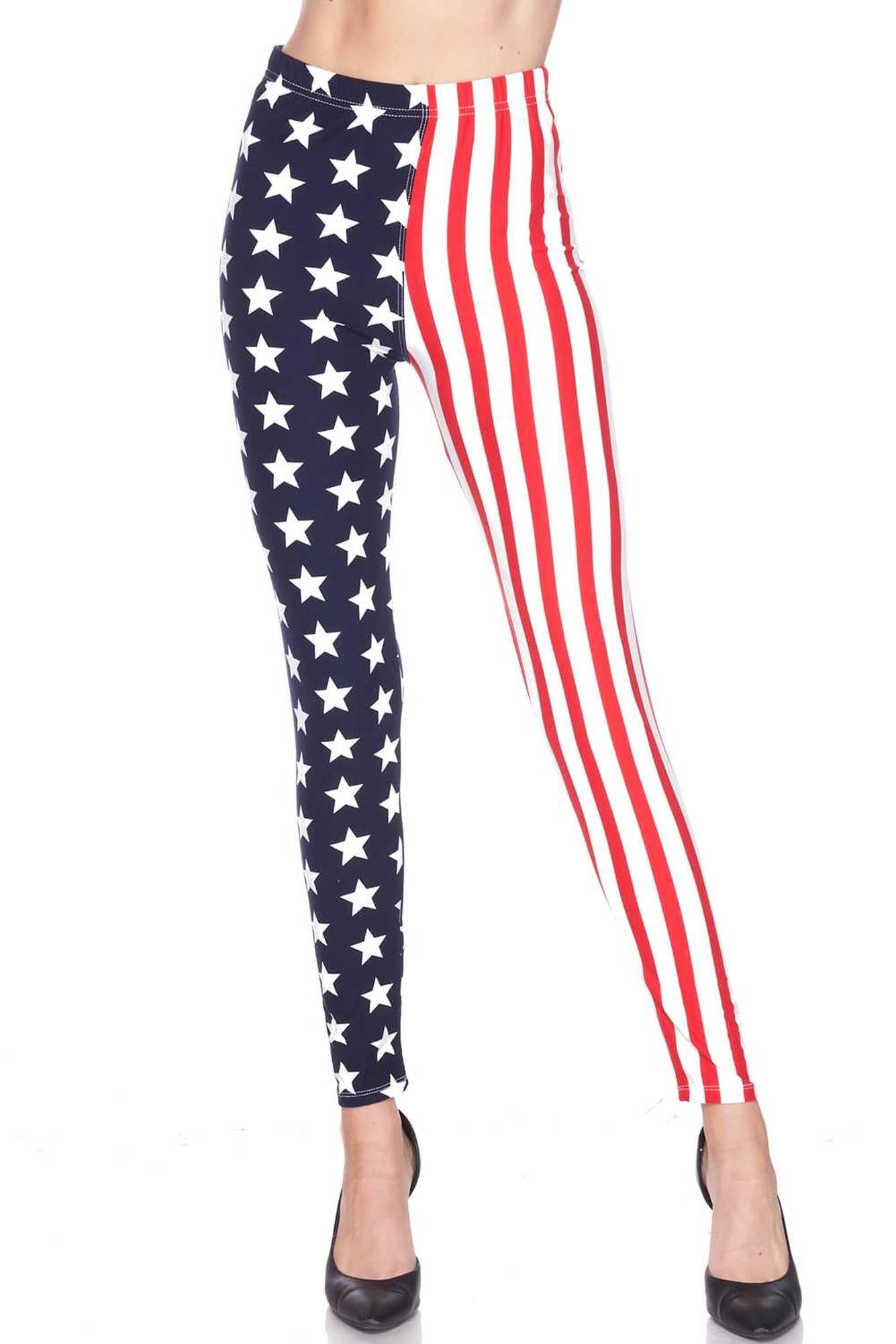 Buttery Smooth USA Flag Extra Plus Size Leggings - 3X-5X