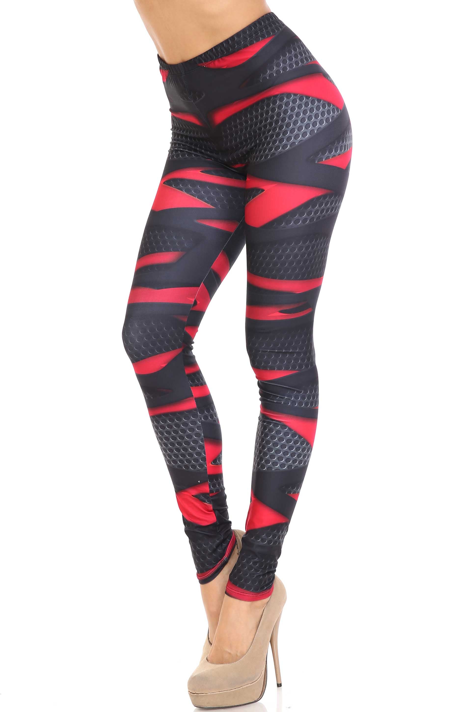 Creamy Soft Cascading 3D Sport Wrap Extra Plus Size Leggings - 3X-5X - USA Fashion