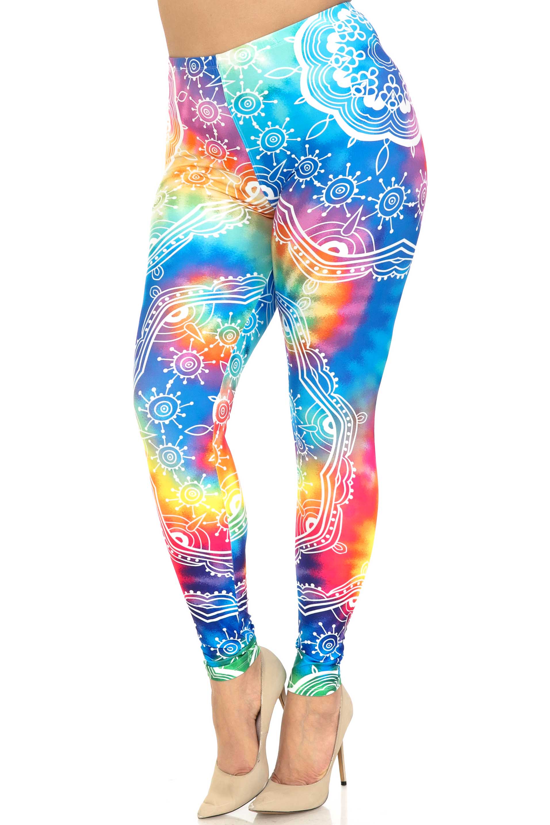 Creamy Soft California Tie Dye Extra Plus Size Leggings - 3X-5X - By USA Fashion