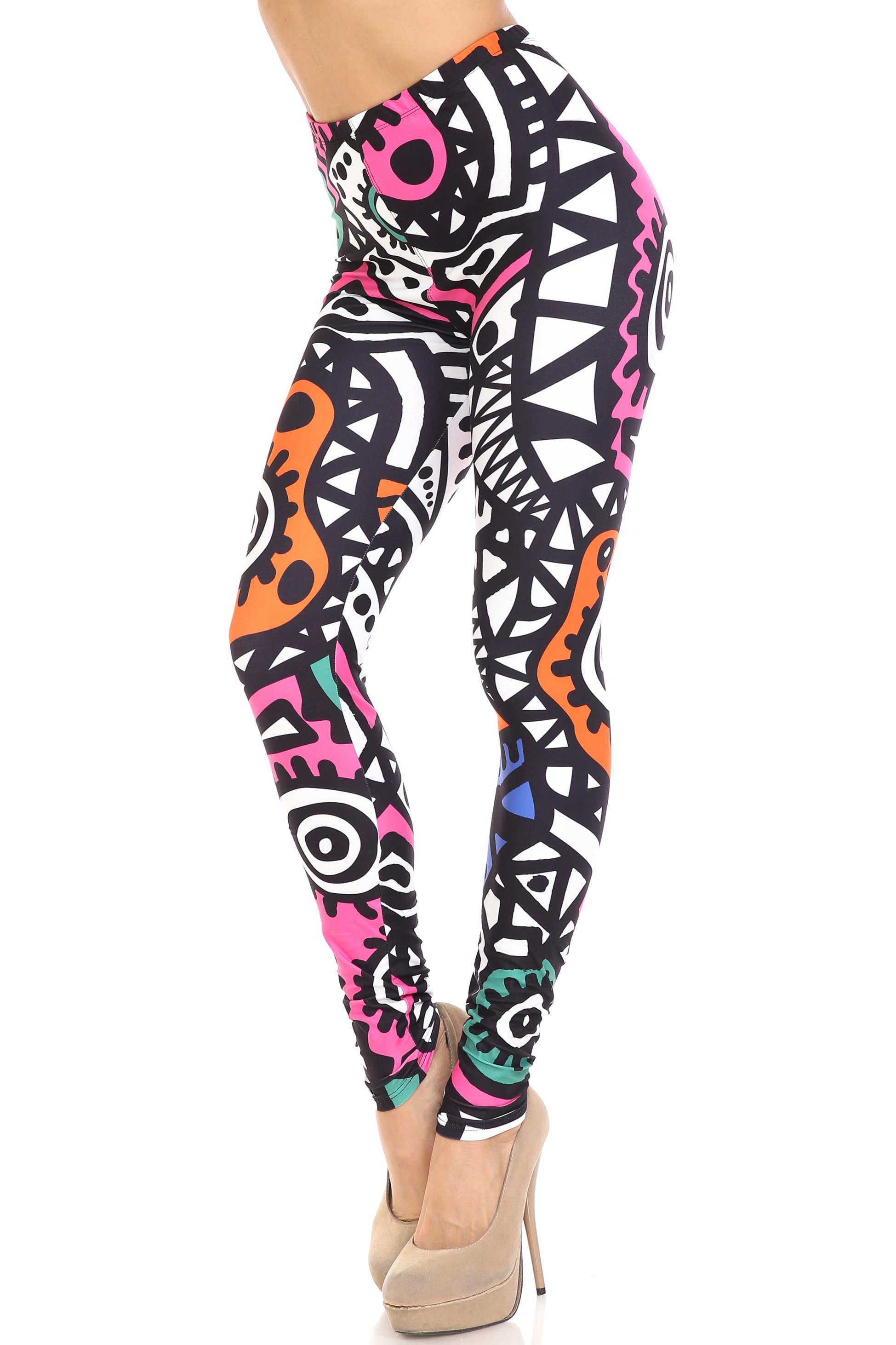 Creamy Soft Color Tribe Extra Plus Size Leggings - 3X-5X - By USA Fashion