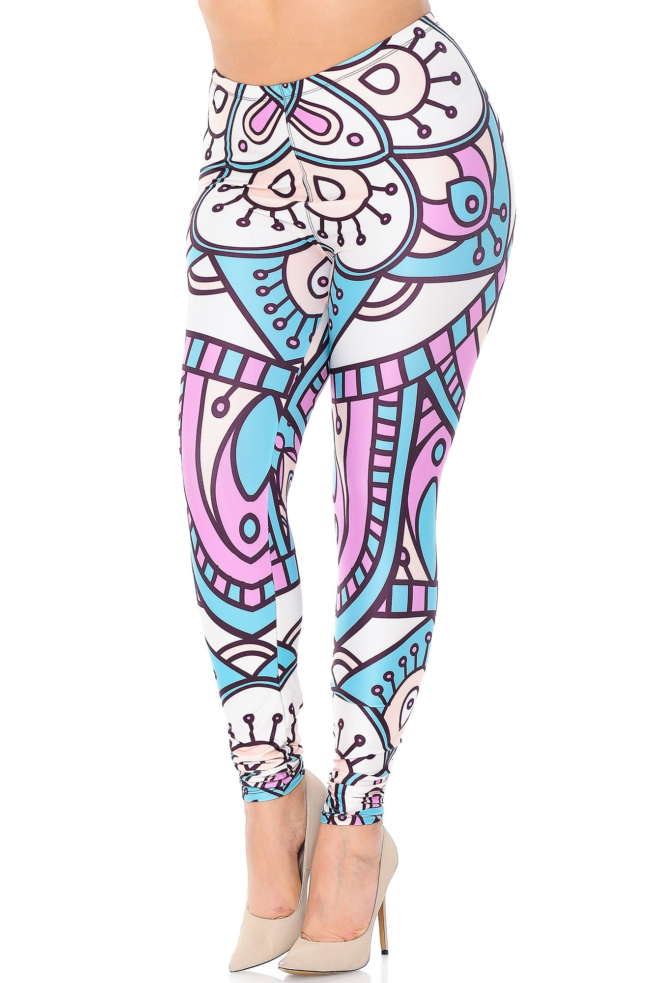 Creamy Soft Cute Mandala Extra Plus Size Leggings - 3X-5X - USA Fashion