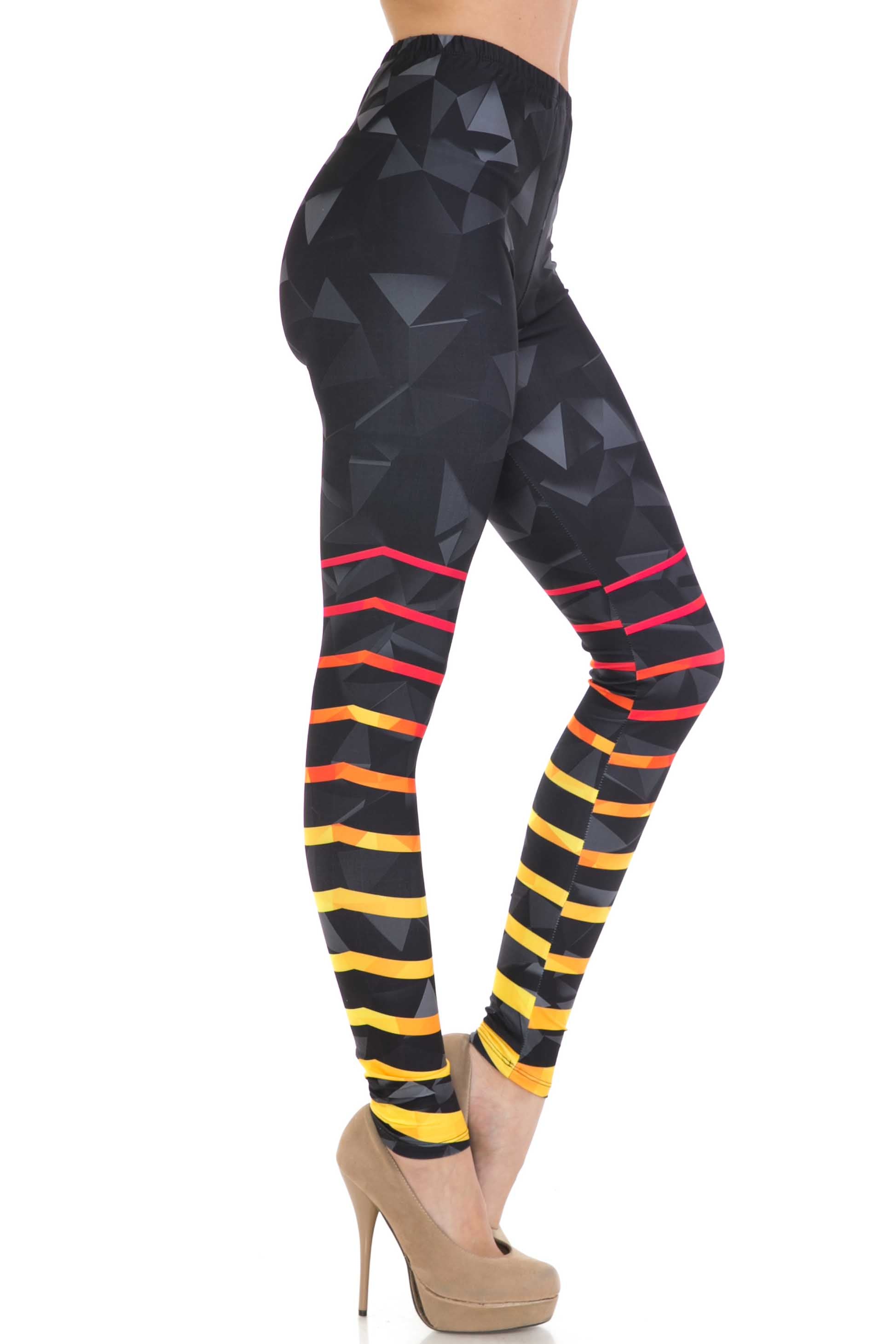 Creamy Soft 3D Harmonic Angles Extra Plus Size Leggings - 3X-5X - USA Fashion