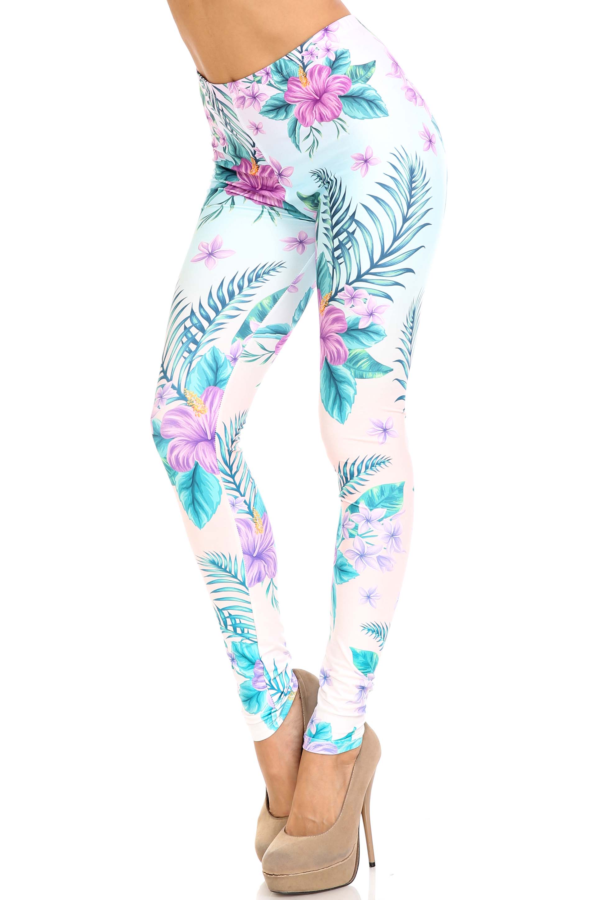 Creamy Soft Lavender Lilies Extra Plus Size Leggings - 3X-5X - USA Fashion