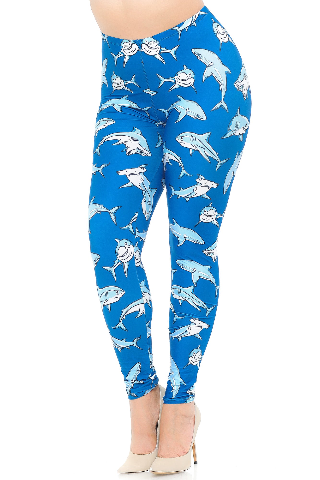 Creamy Soft Shark Extra Plus Size Leggings - 3X-5X - USA Fashion