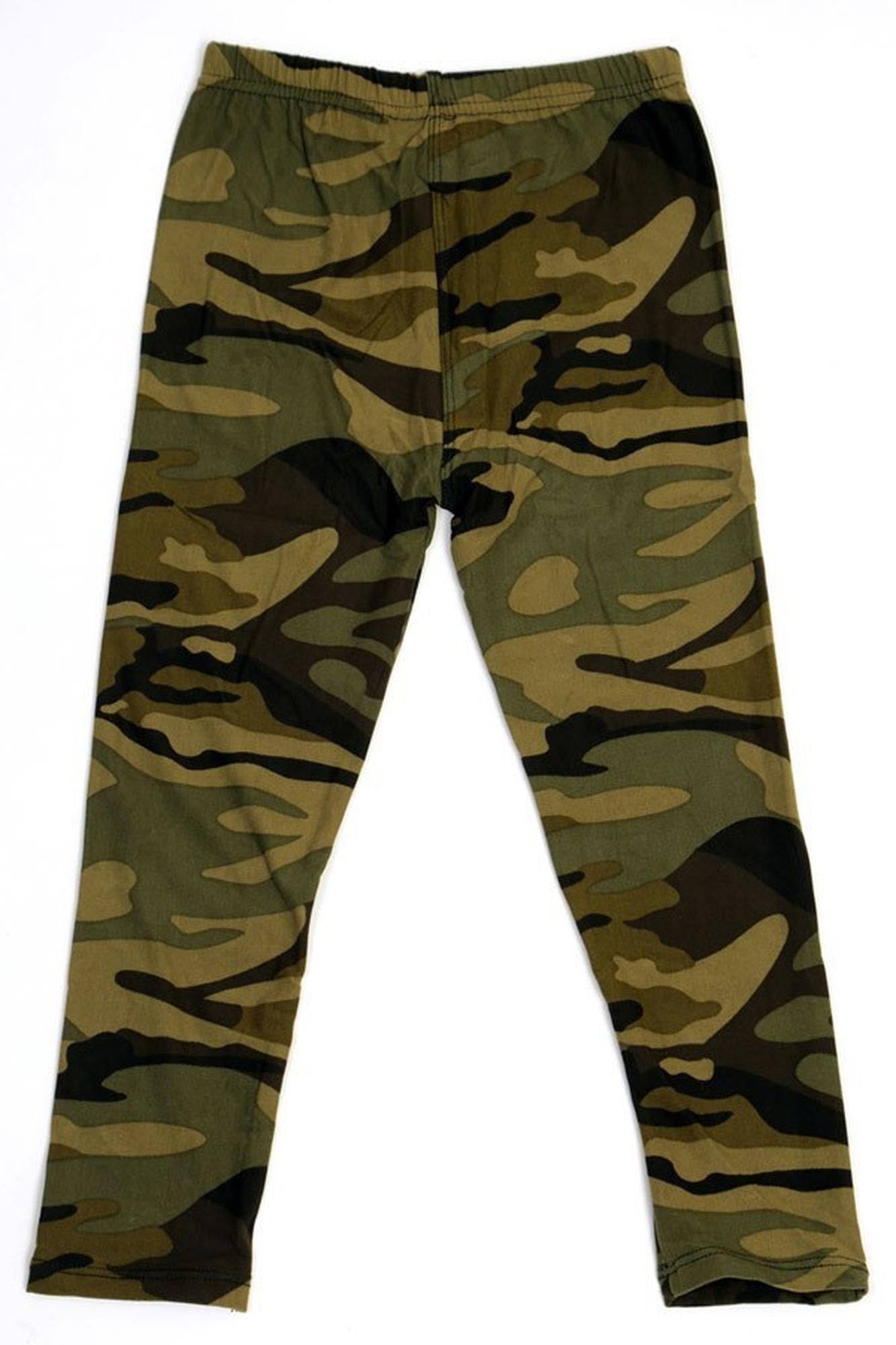 Buttery Soft Green Camouflage Kids Leggings