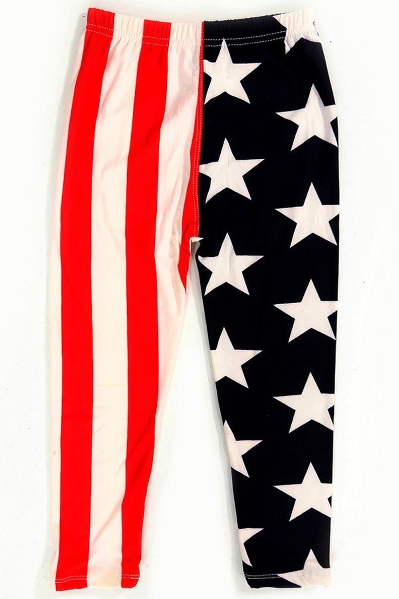 Buttery Soft Split USA Flag Kids Leggings
