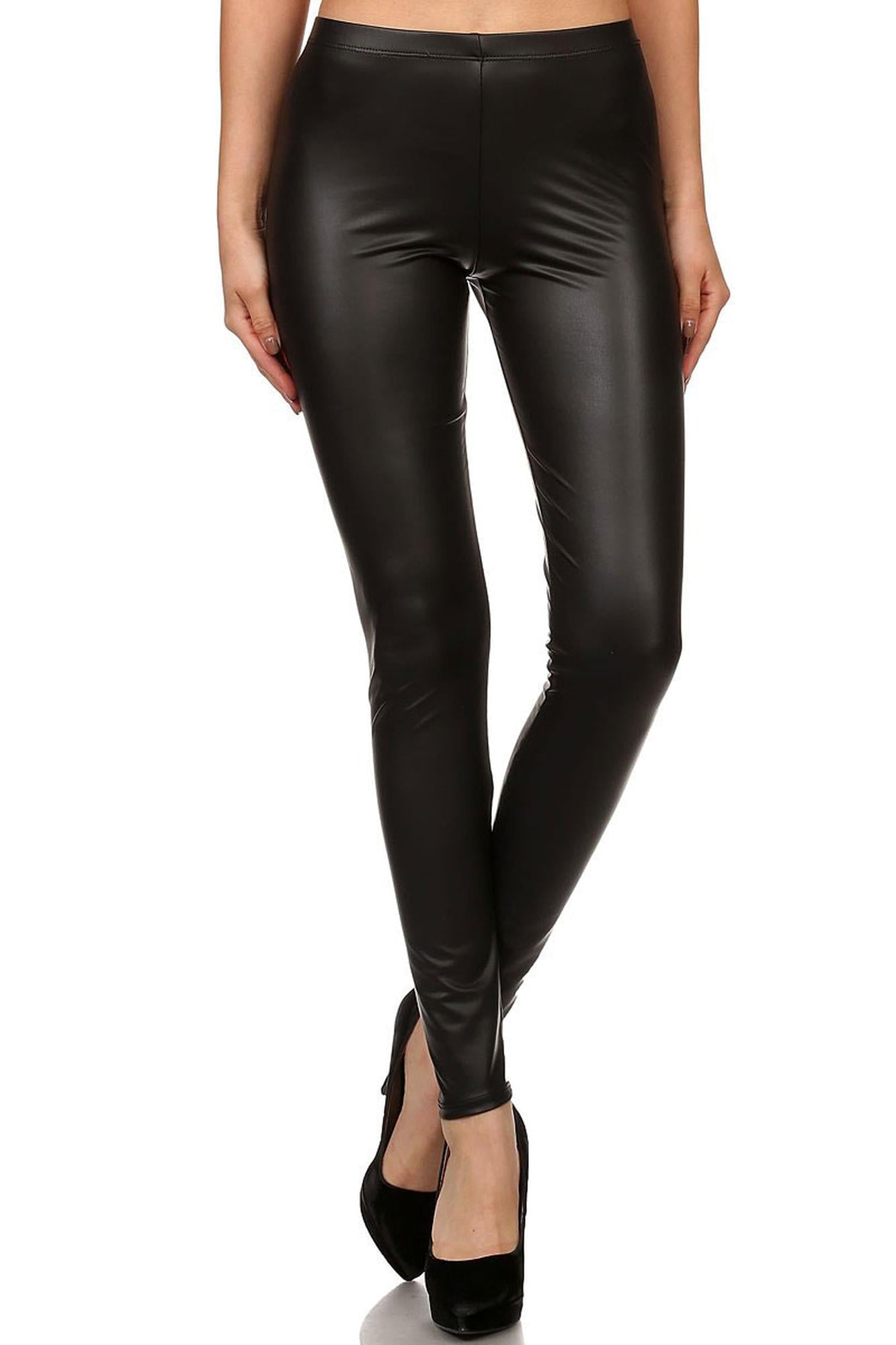 Matte Faux-Leather Finish Leggings