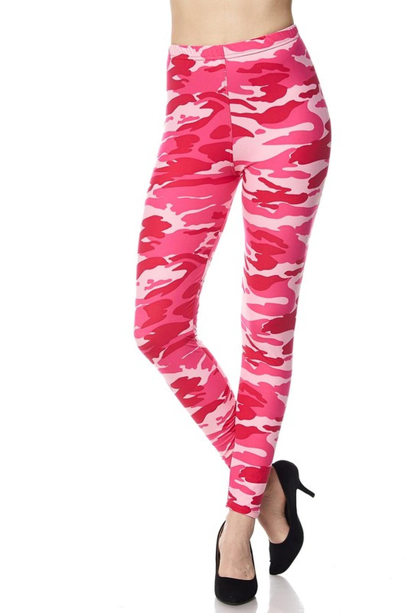 Buttery Smooth Plus Size Pink Camouflage Leggings