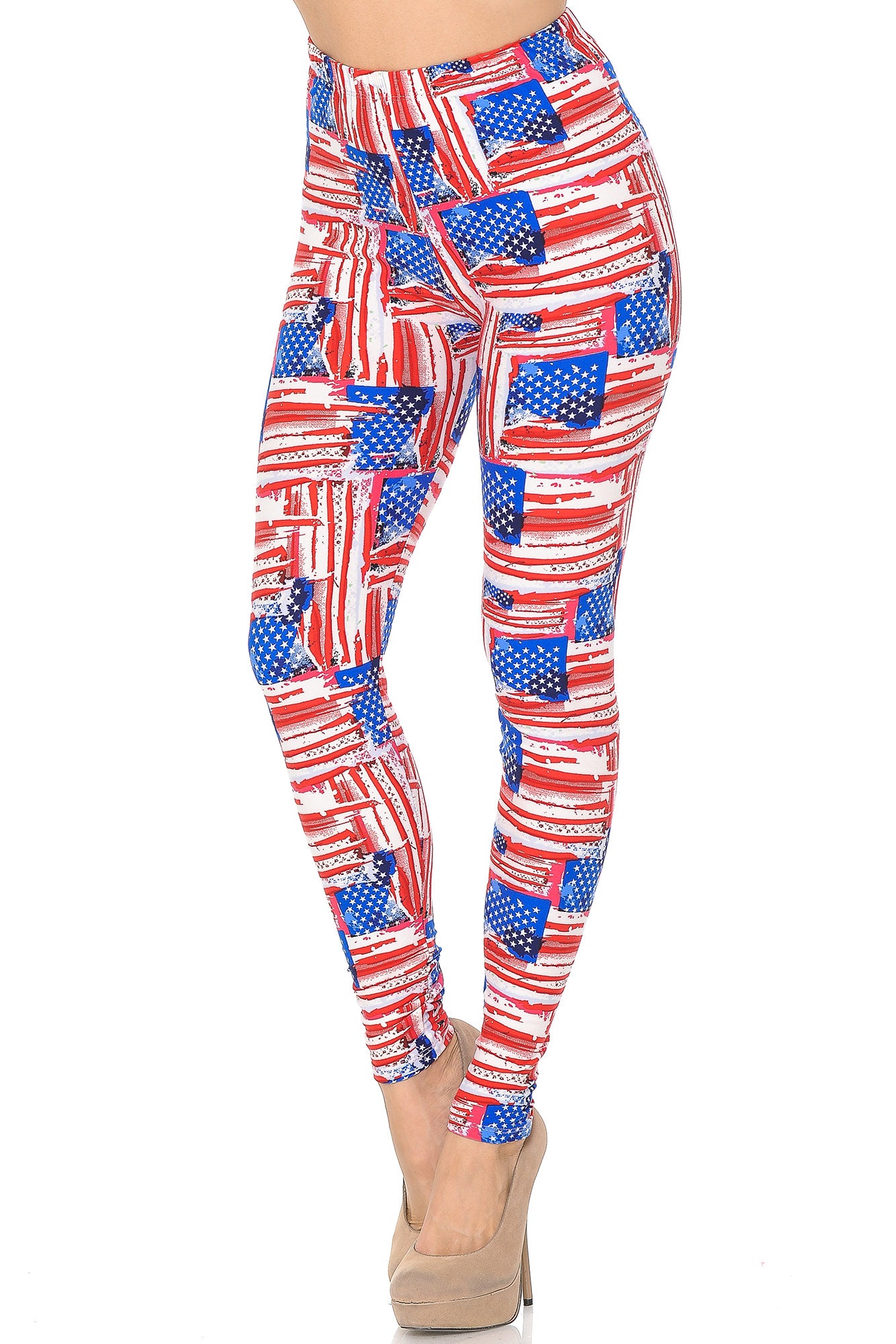 Buttery Smooth Watercolor USA Flag Leggings
