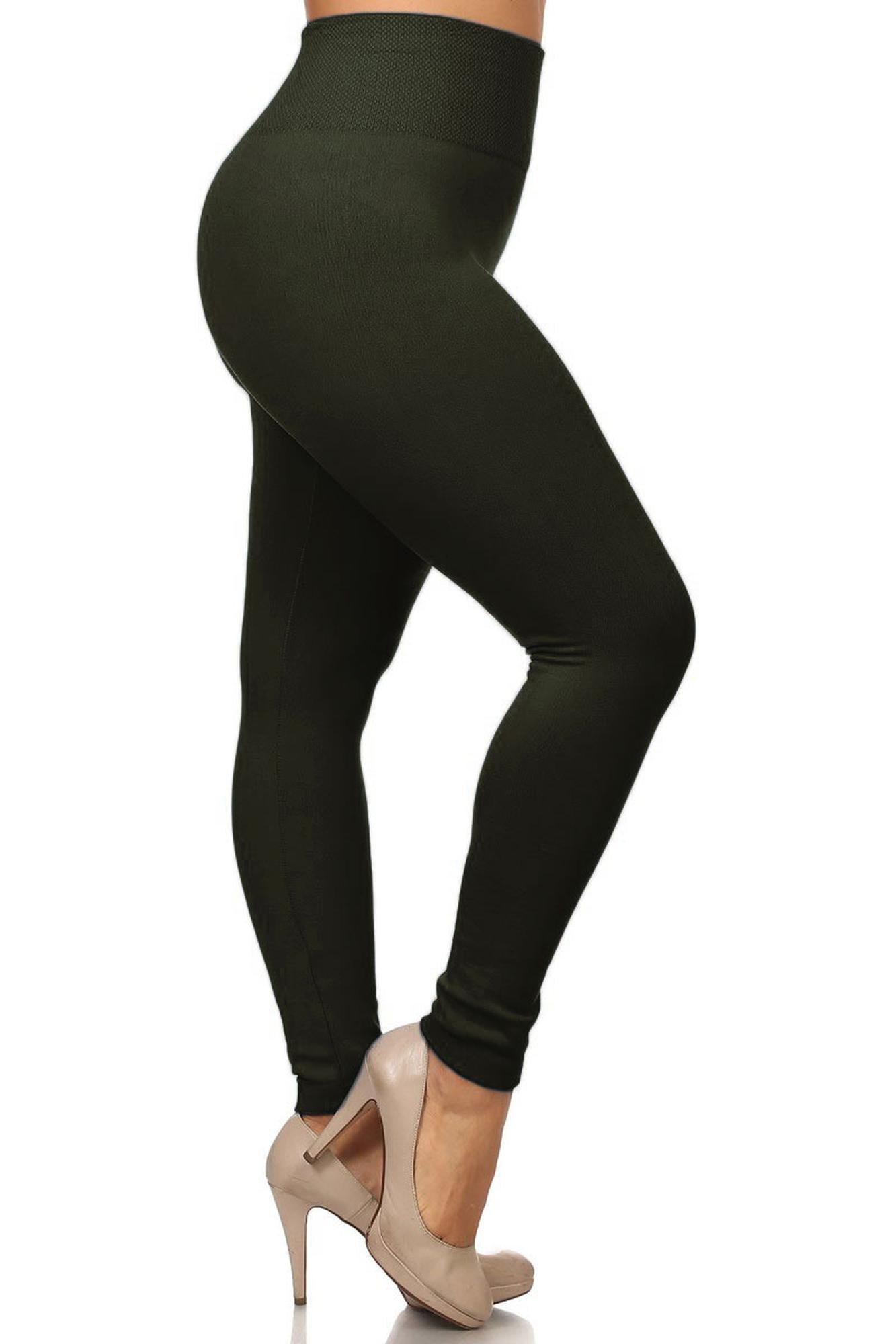 Banded High Waist Fleece fully lined Leggings - Plus Size