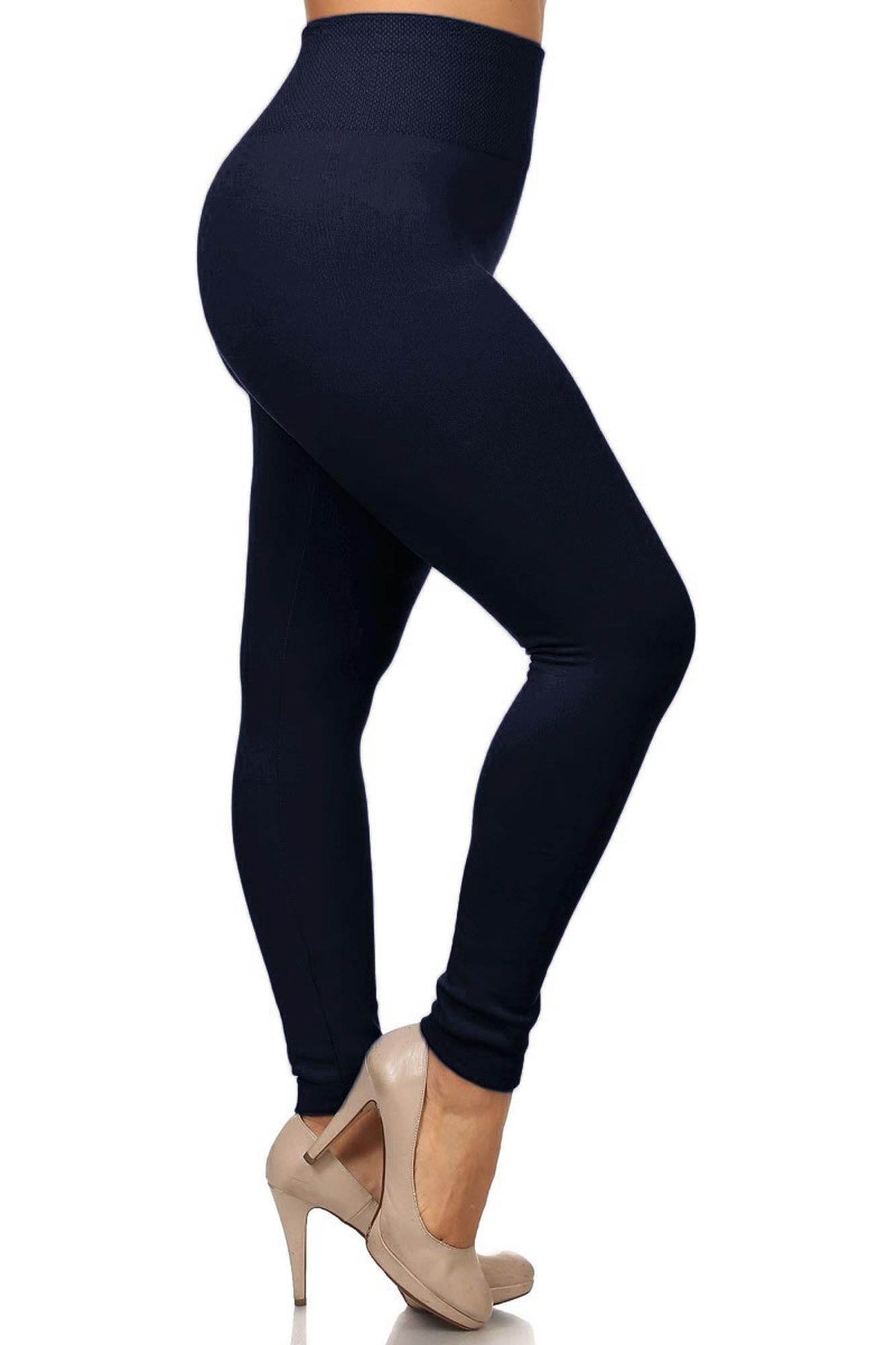 Banded High Waist Fleece fully lined Leggings - Plus Size