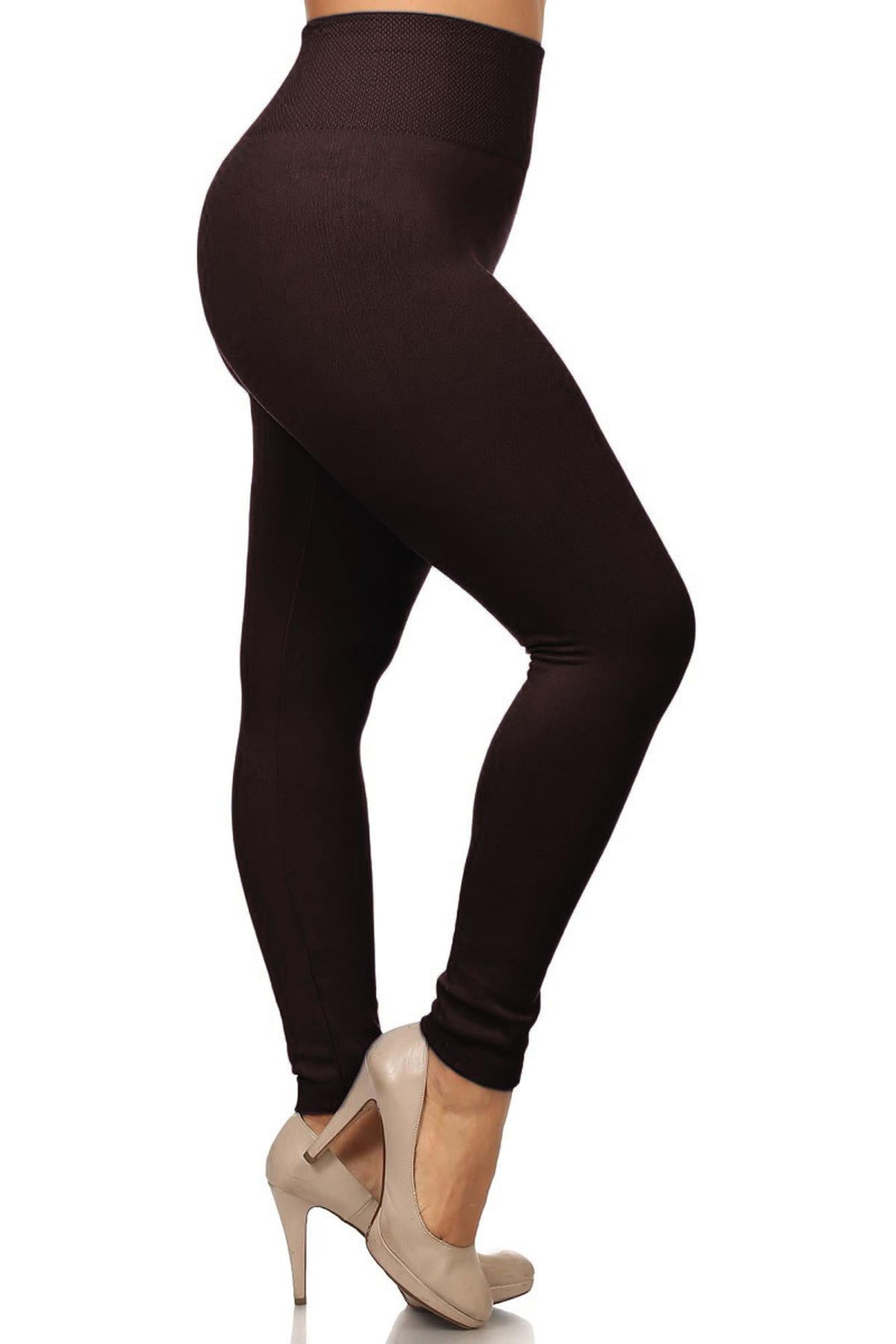Banded High Waist Fleece fully lined Leggings - Plus Size