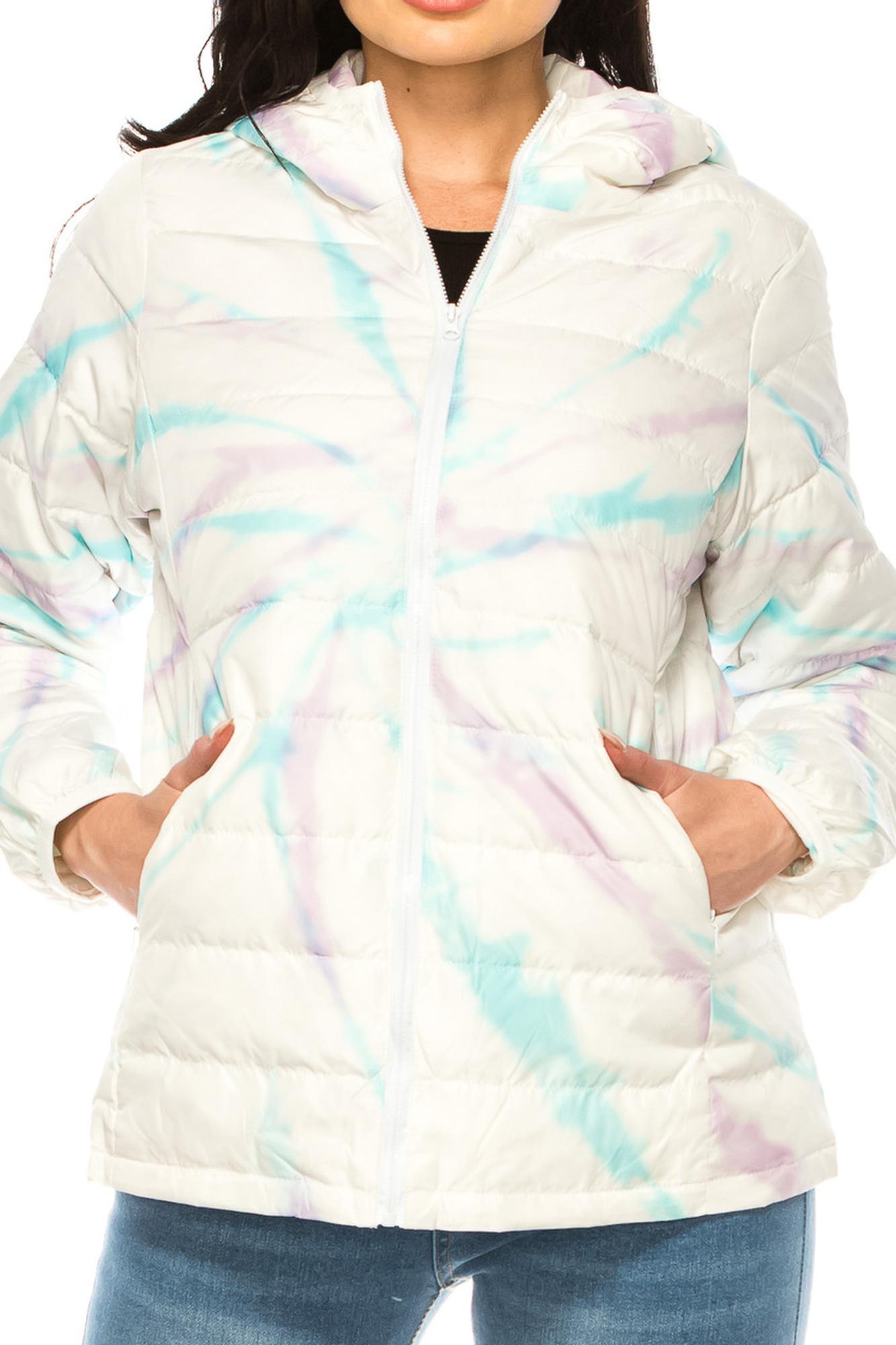 Women's Purple and Teal Swirl Winter Puffer Down Jacket