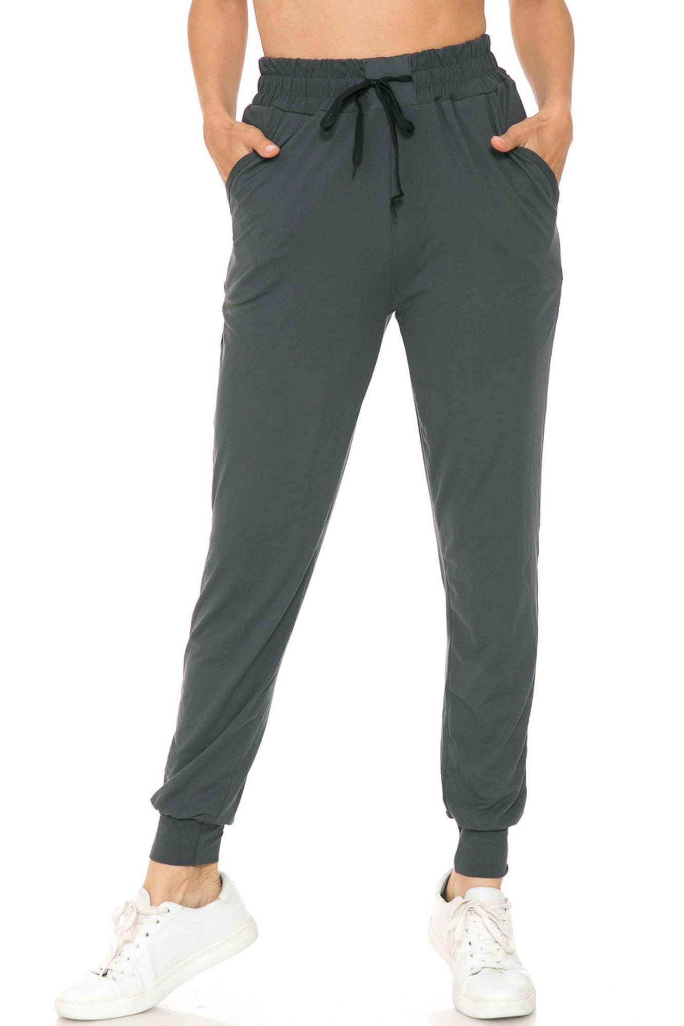 Buttery Soft Solid Essential Charcoal Women's Joggers - EEVEE