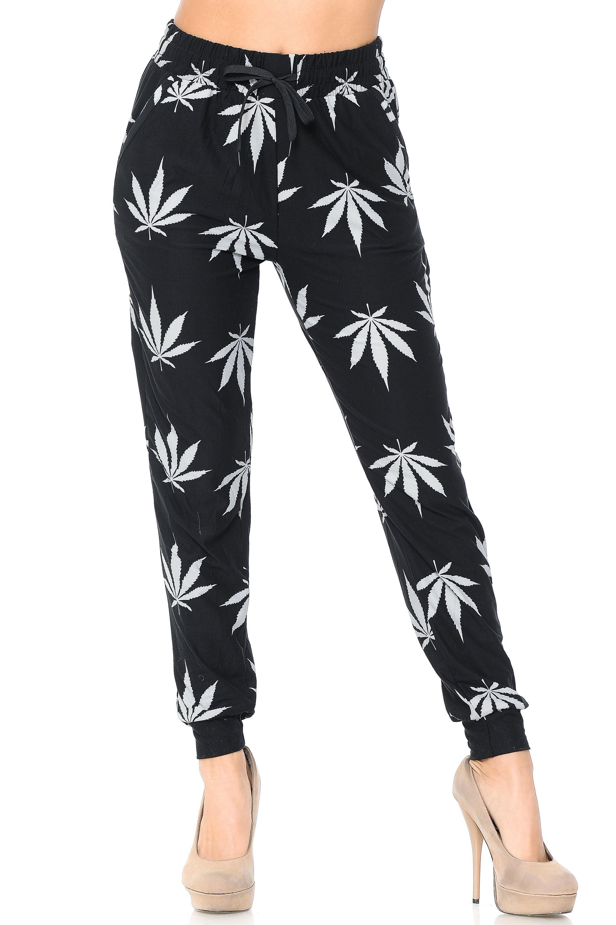 Buttery Soft Black Marijuana Joggers