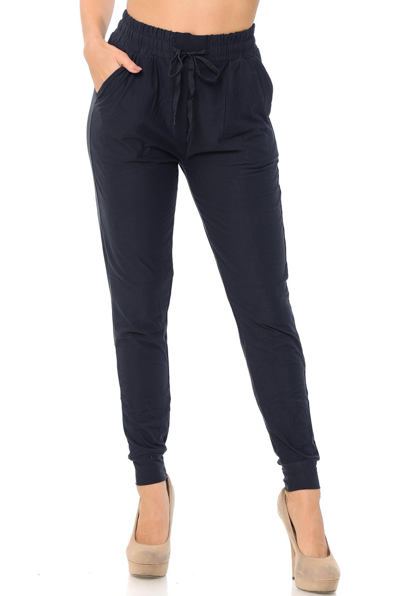 Buttery Smooth Solid Essential Navy Joggers - EEVEE