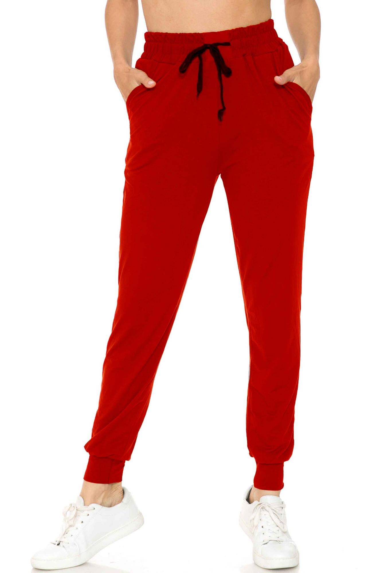 Buttery Smooth Solid Essential Red Joggers - EEVEE