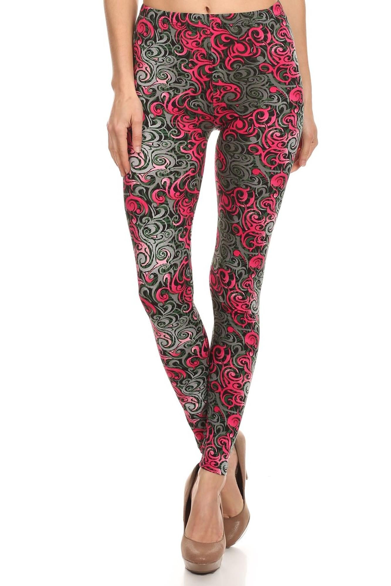Buttery Smooth Fuchsia Tangled Swirl Leggings - XSmall