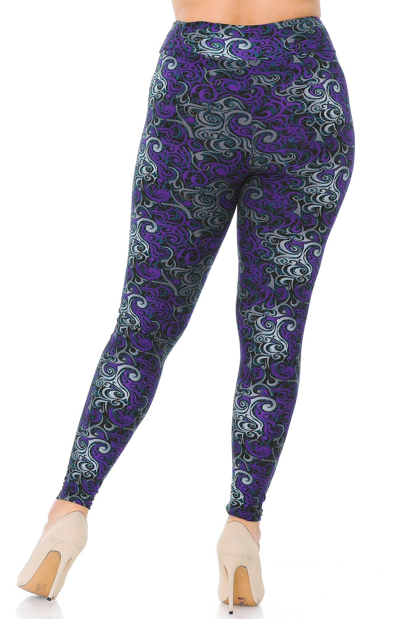 Buttery Smooth Purple Twisted Swirl High Waisted Plus Size Leggings