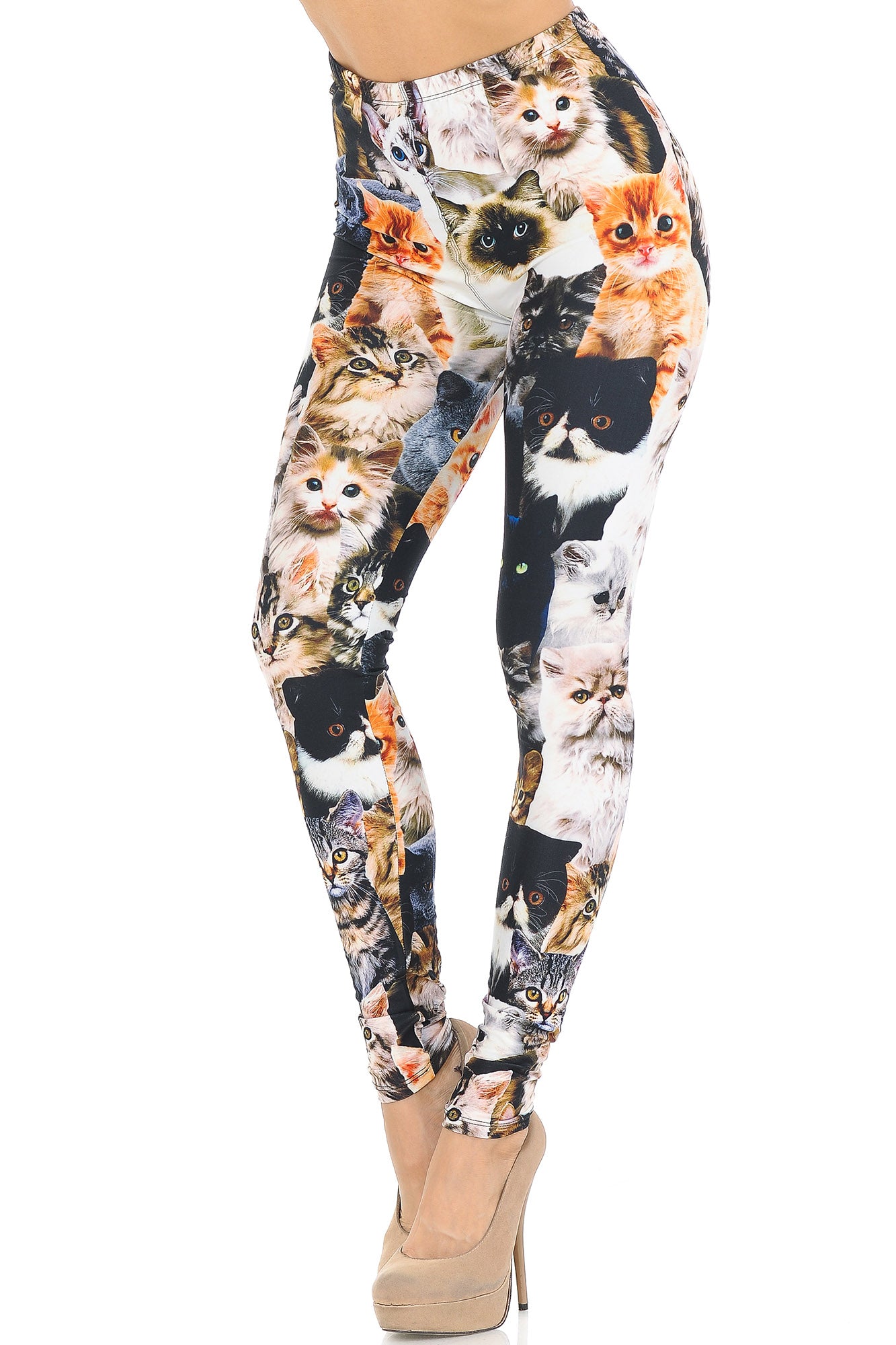 Creamy Soft Cat Collage Extra Small Leggings - USA Fashion