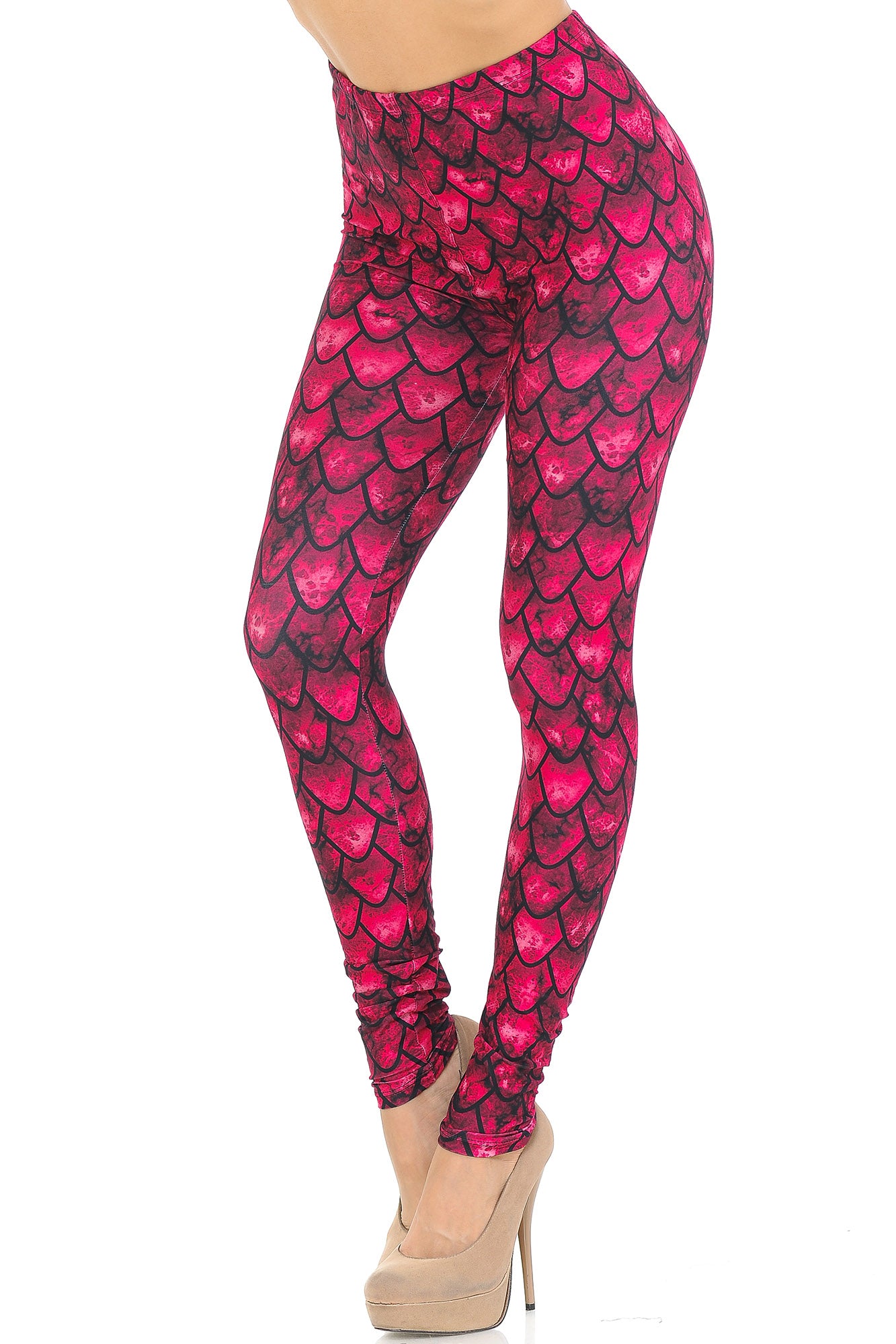 Creamy Soft Red Scale Extra Small Leggings - USA Fashion