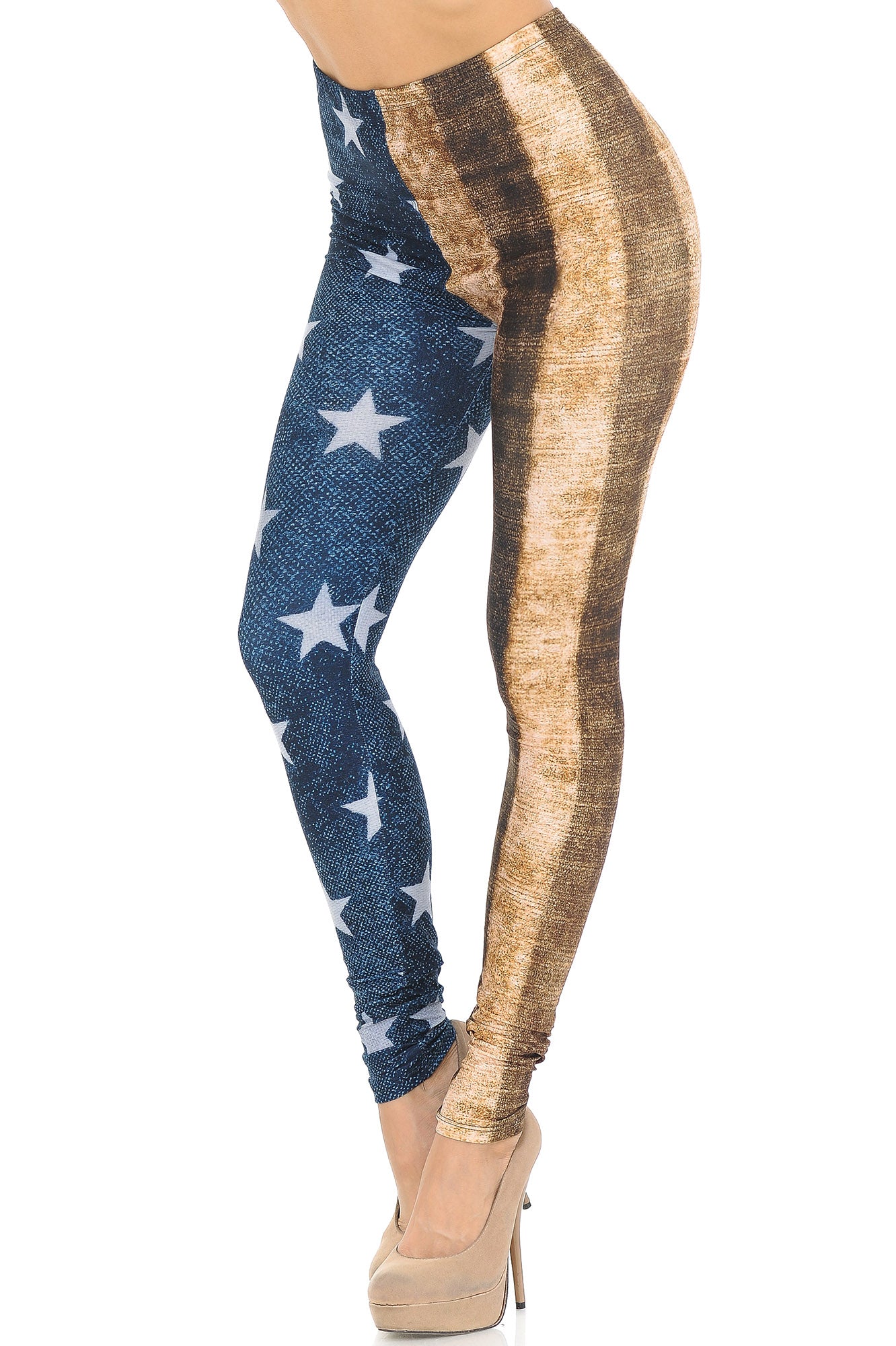 Creamy Soft Vintage USA Flag Extra Small Leggings - USA Fashion