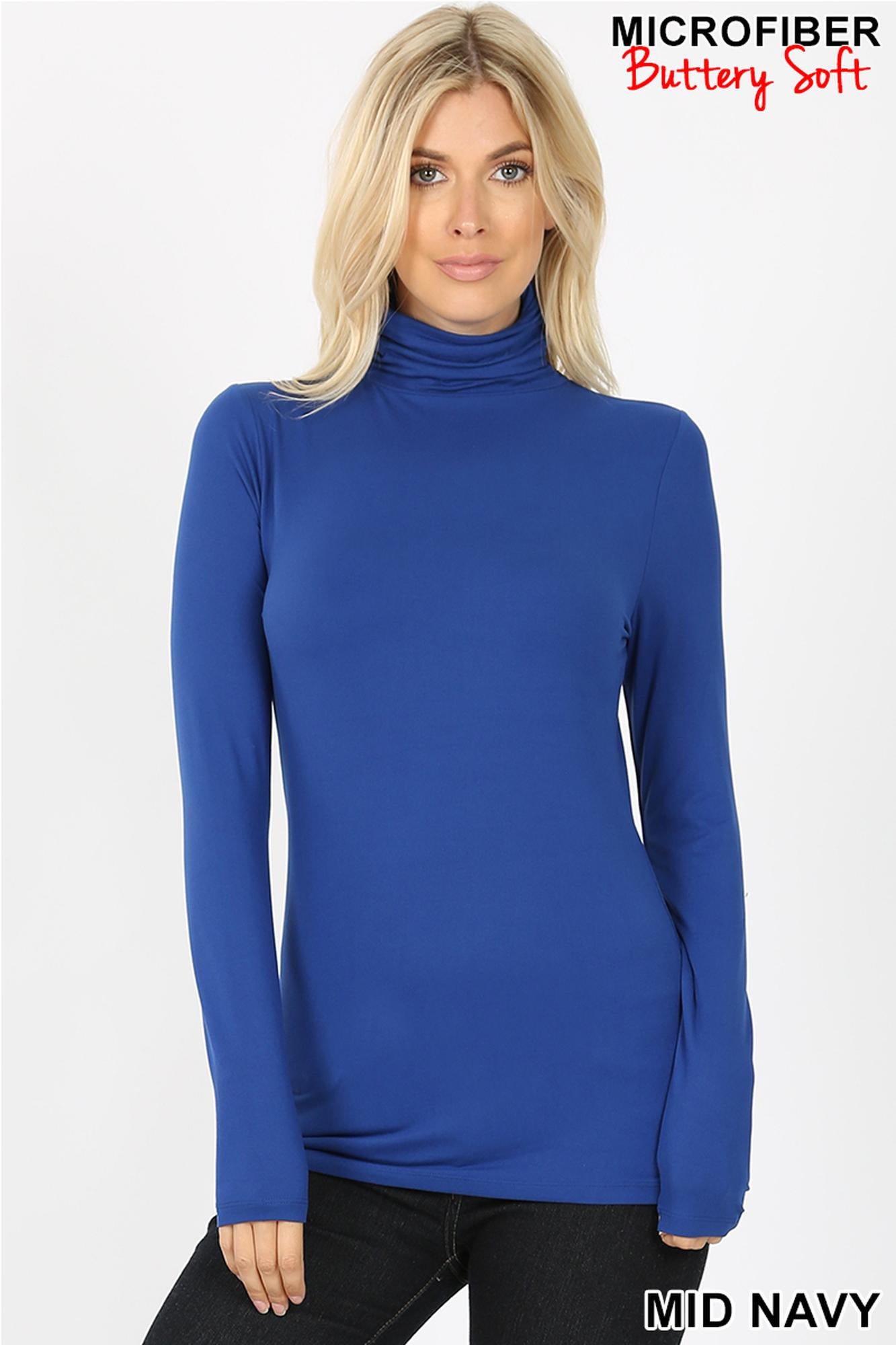 Brushed Microfiber Mock Neck Premium Top
