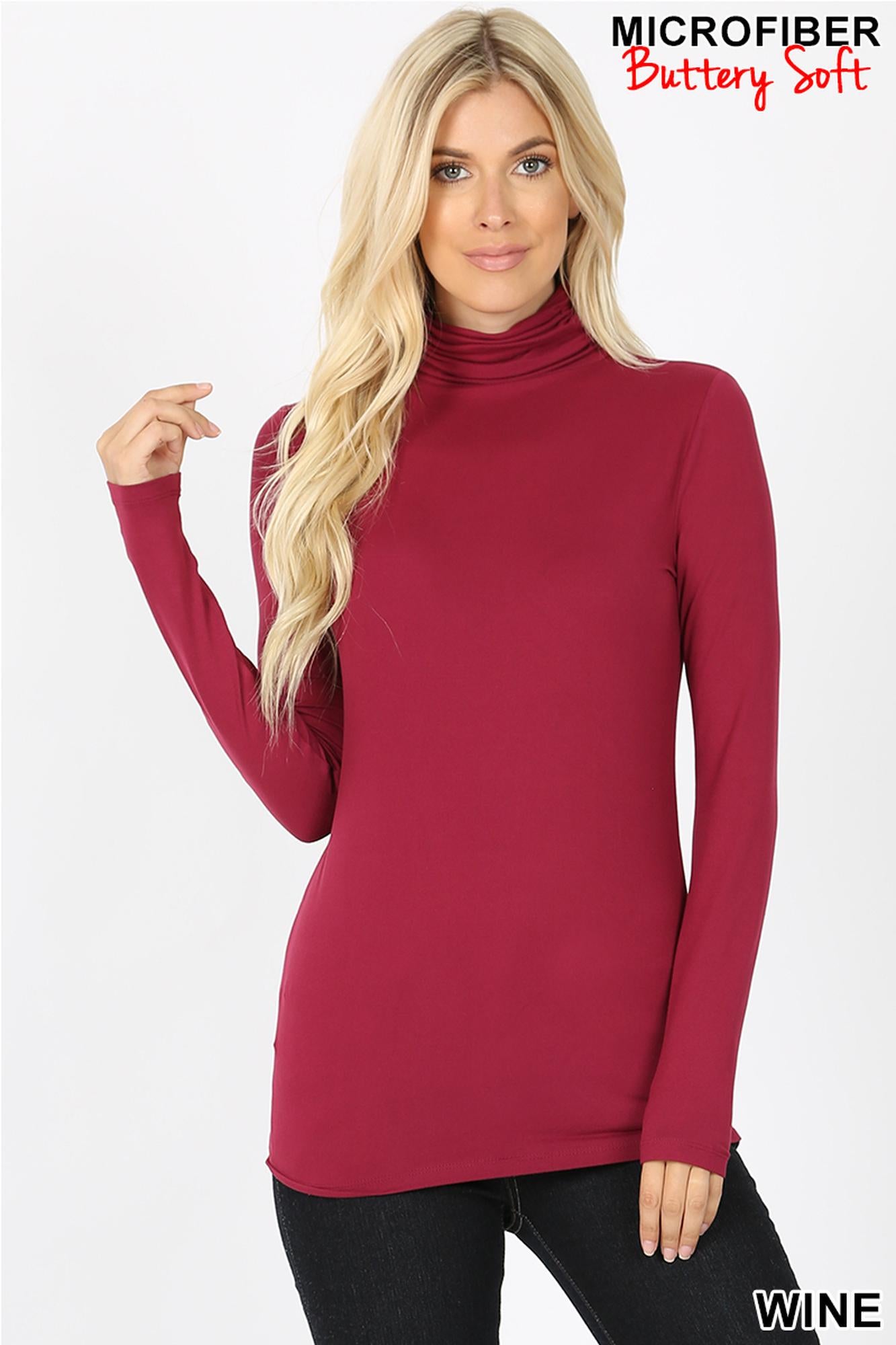 Brushed Microfiber Mock Neck Premium Top